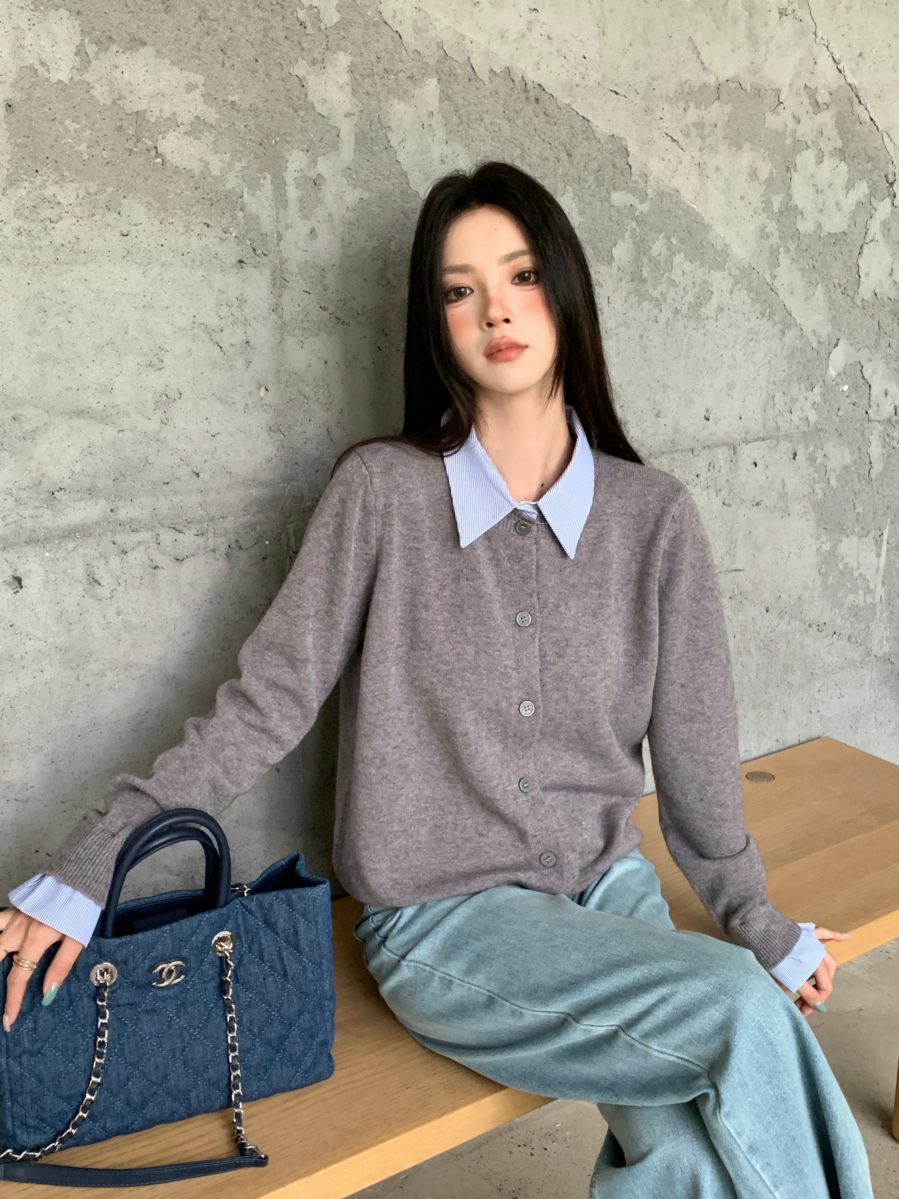 Yuttami Mock Layered Cardigan