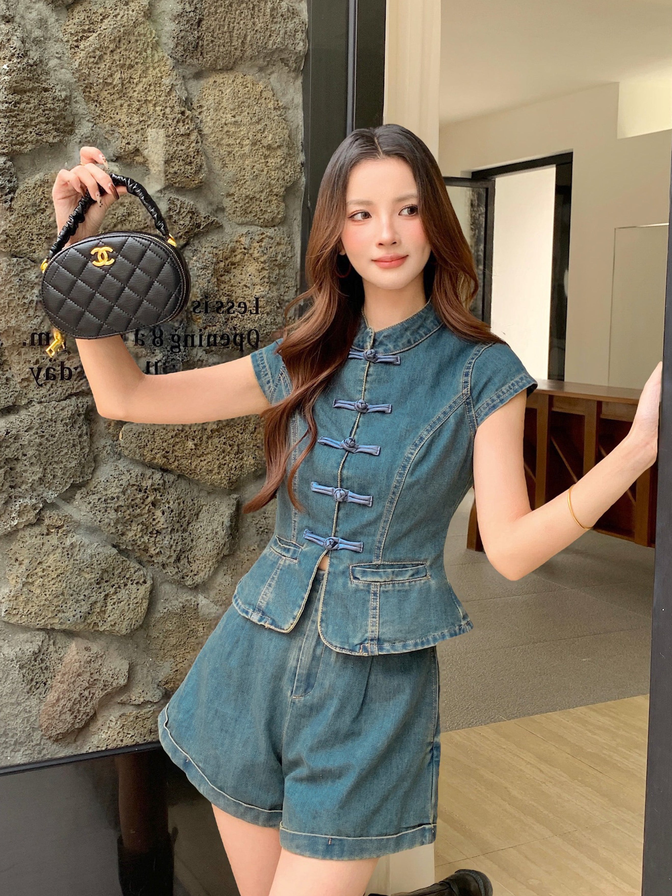 Neytiri Denim Cheongsam Top