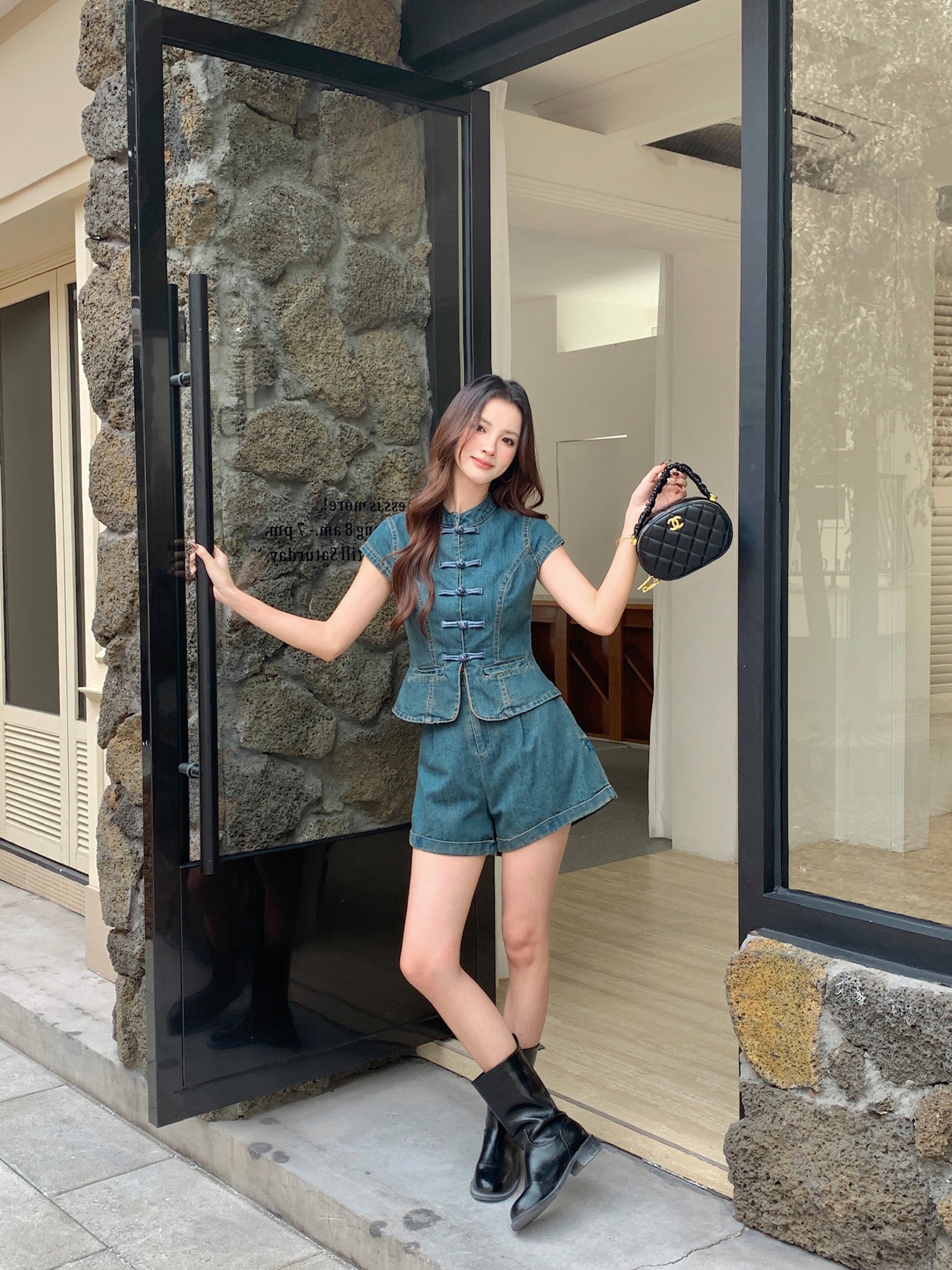 Neytiri Denim Cheongsam Top