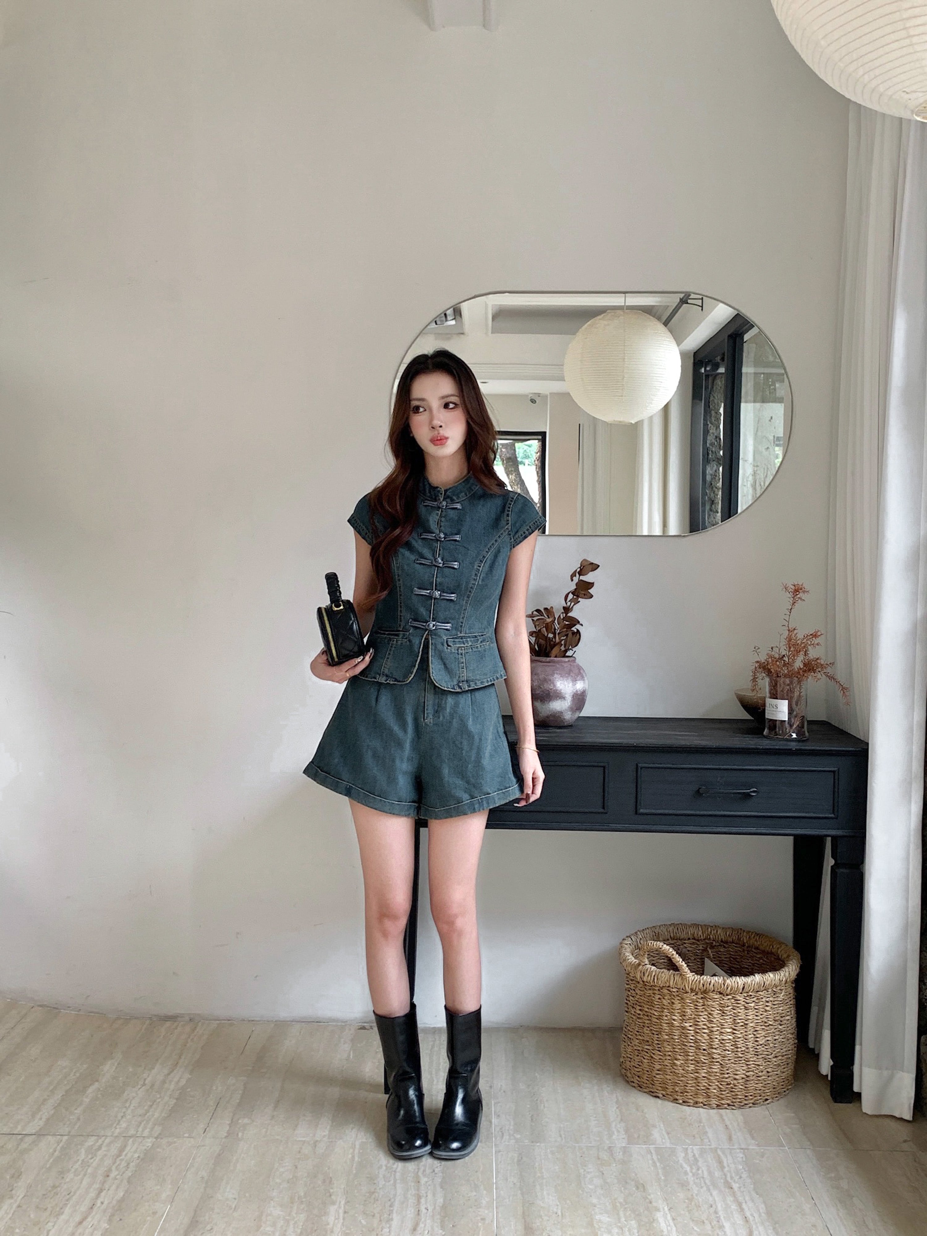 Neytiri Denim Cheongsam Top