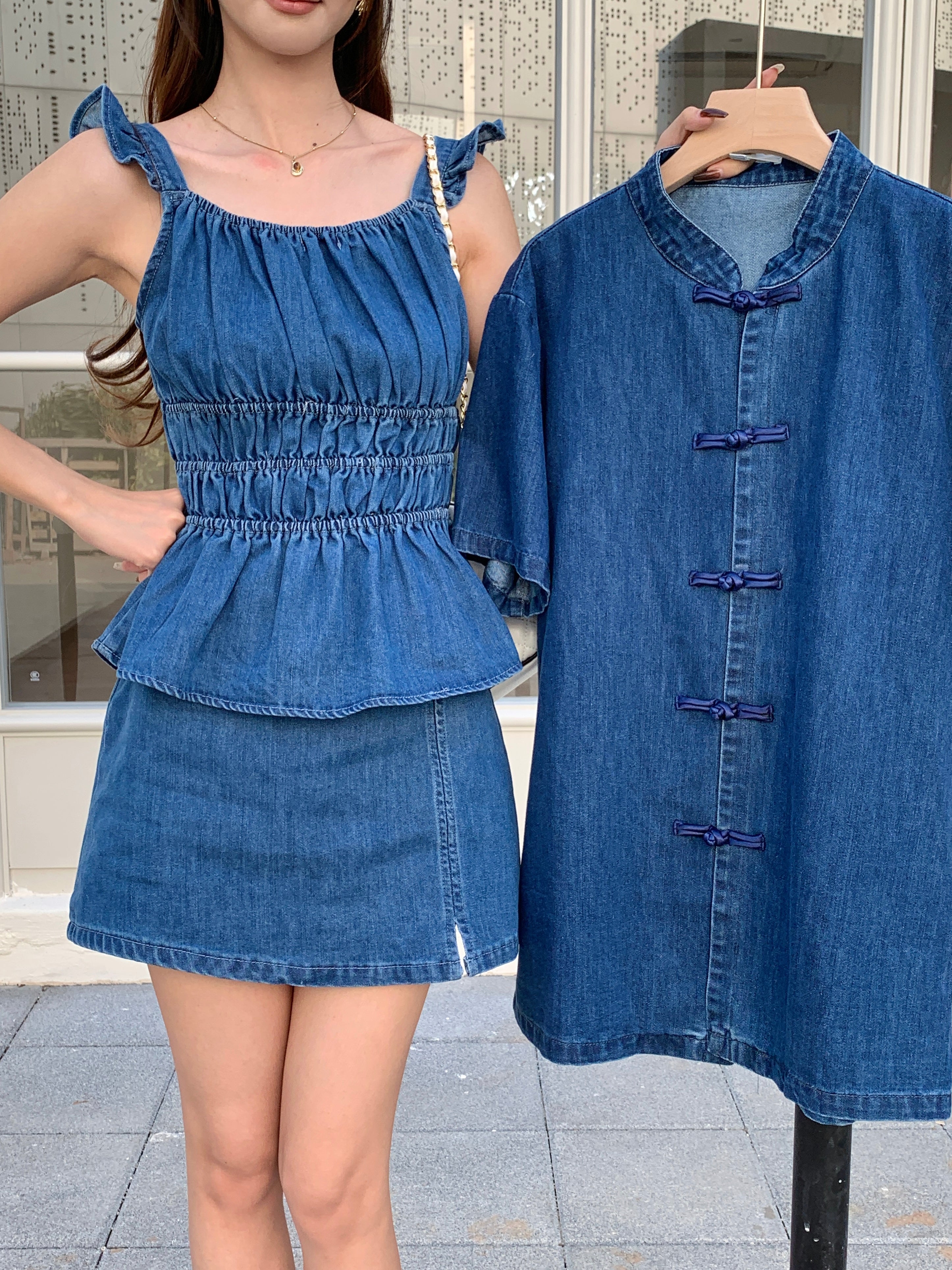 Ronal Denim Cheongsam Shirt