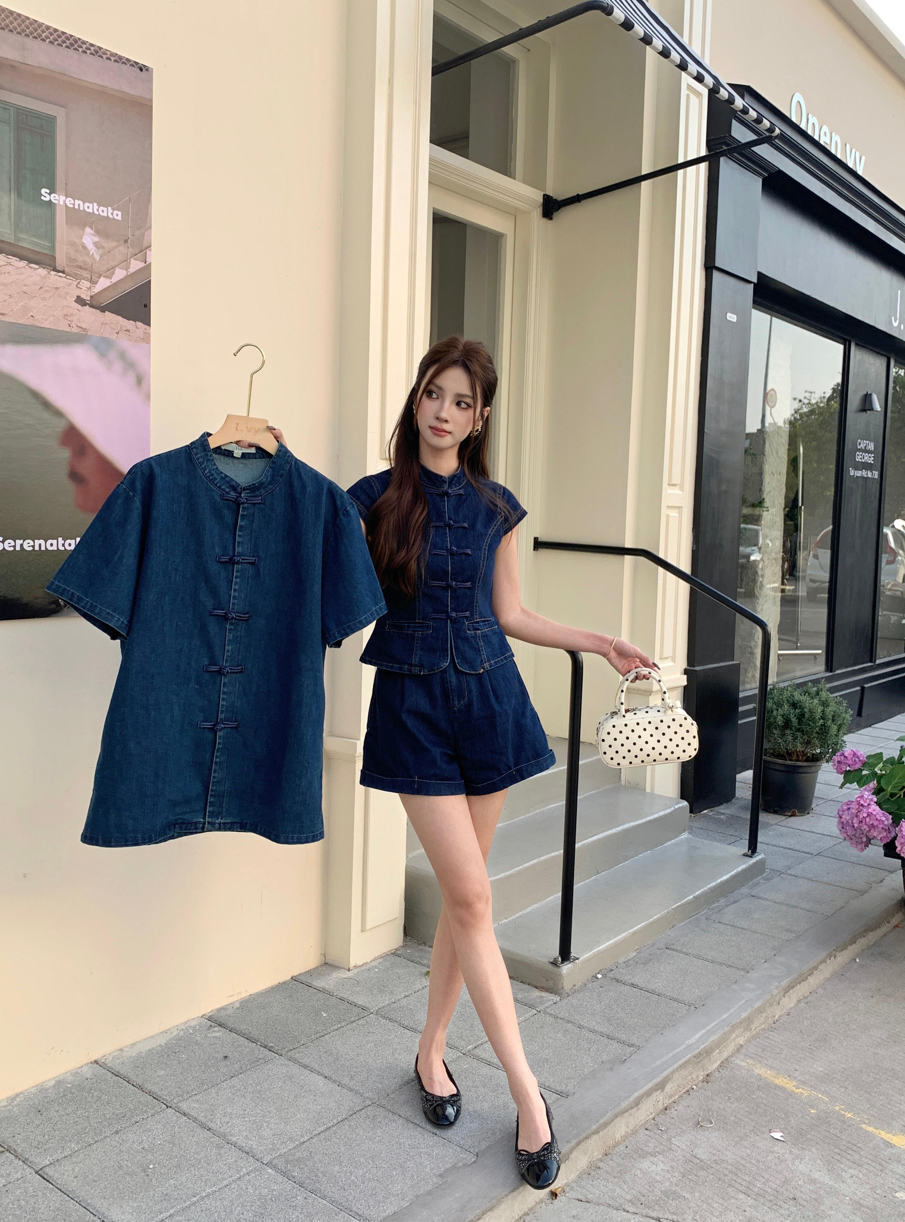 Ronal Denim Cheongsam Shirt