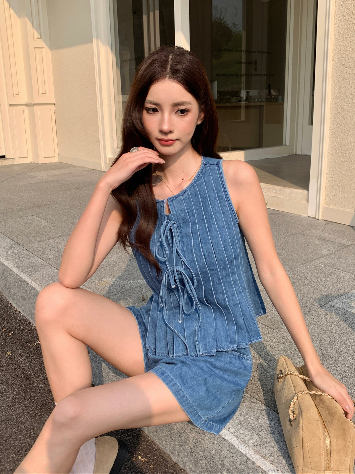 Roulette Denim Top