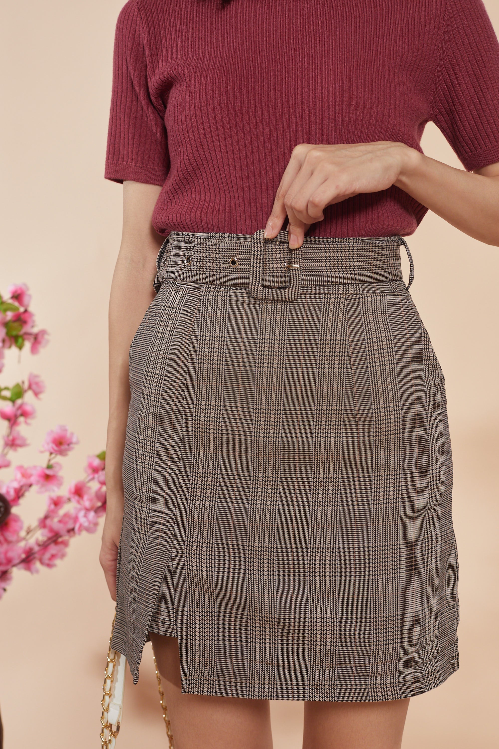 Rodina Check Skirt - Grey (7404151898263)