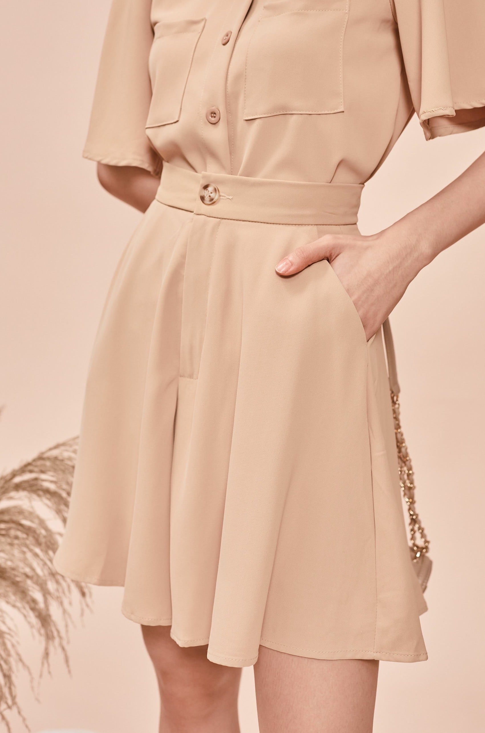 Hester Flare Pants-Khaki (7295339724951)