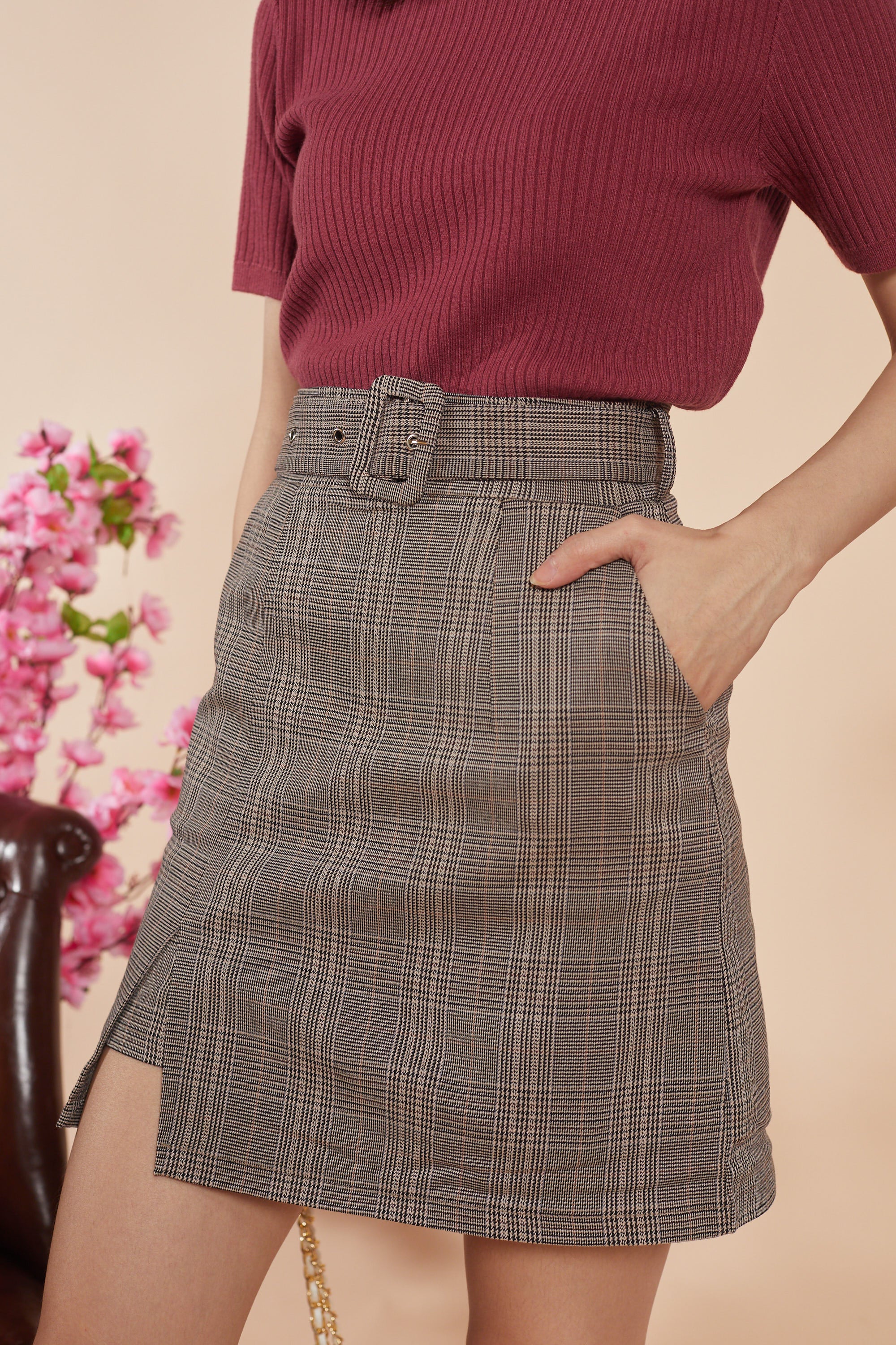 Rodina Check Skirt - Grey (7404151898263)