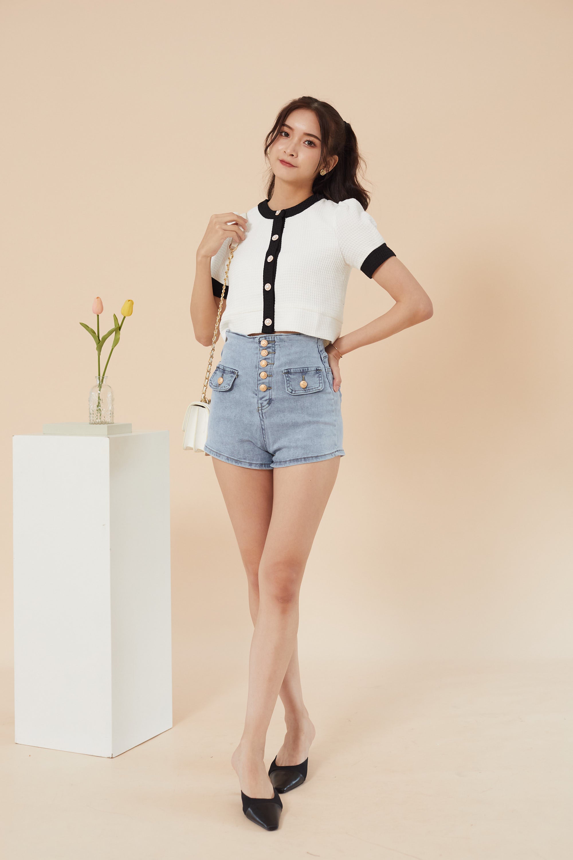Vernice Waffle Top - White (7686564413591)