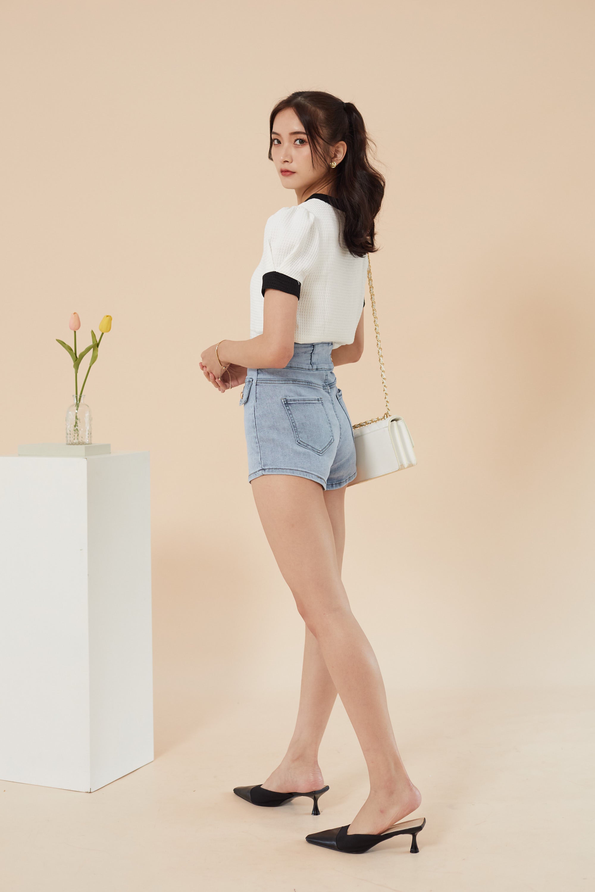 Vernice Waffle Top - White (7686564413591)