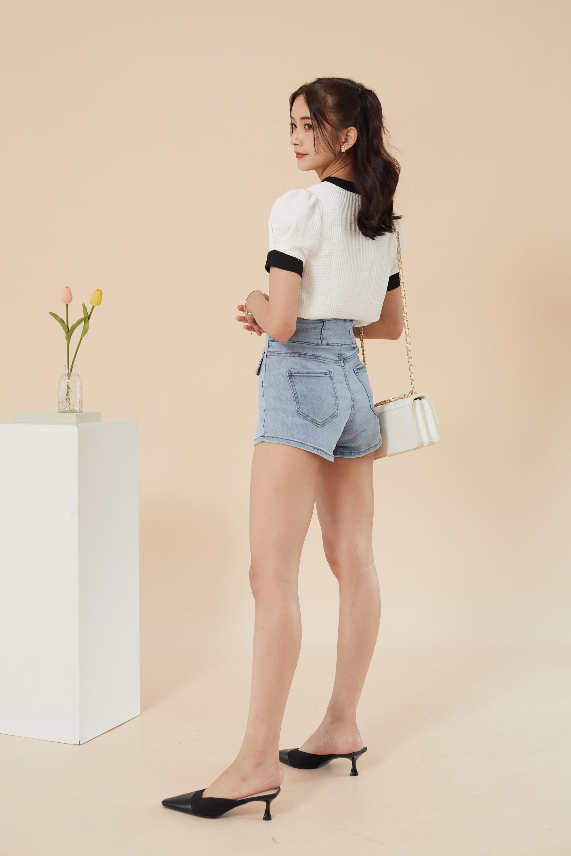 Vernice Waffle Top - White (7686564413591)