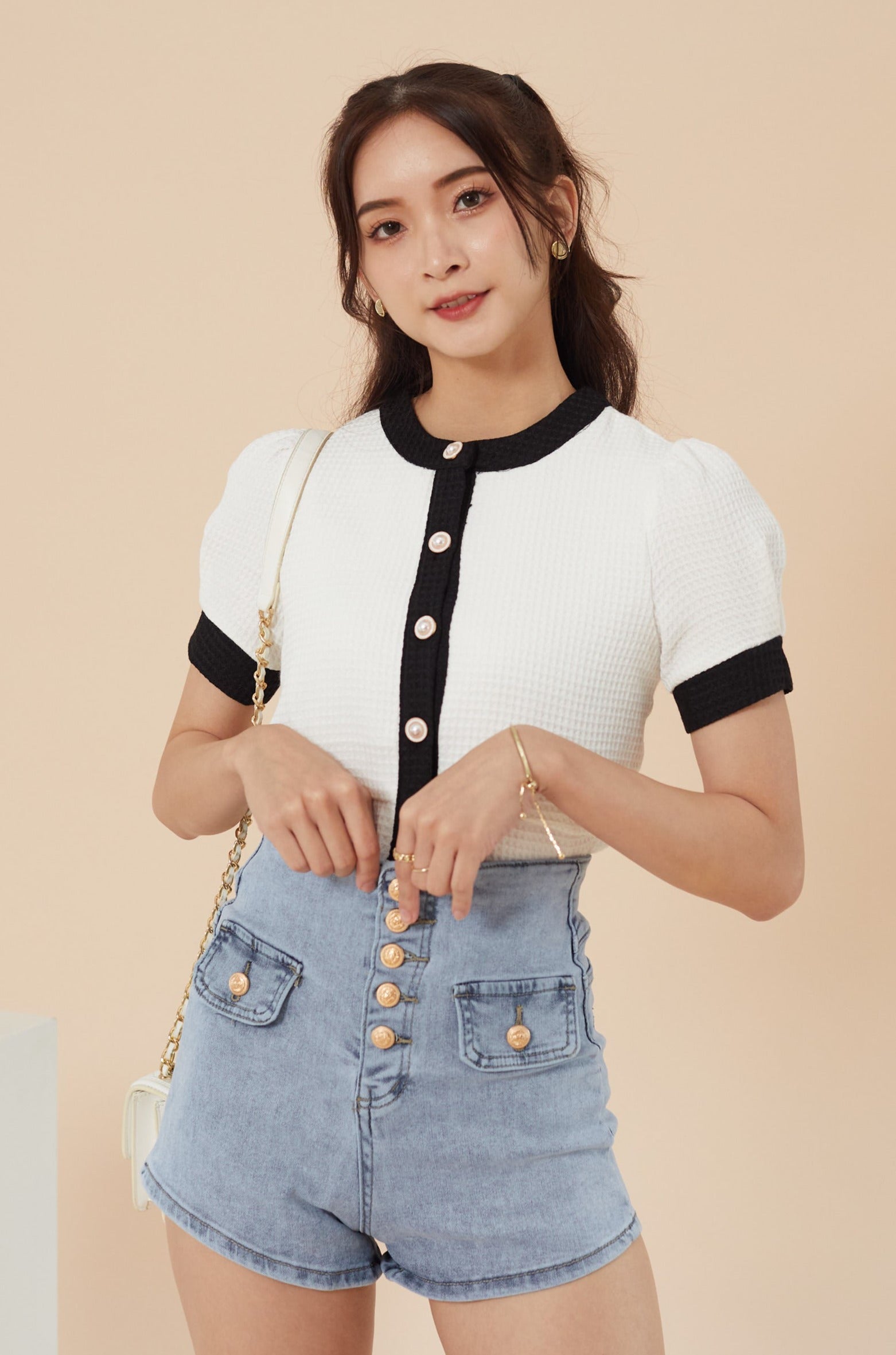 Vernice Waffle Top - White (7686564413591)