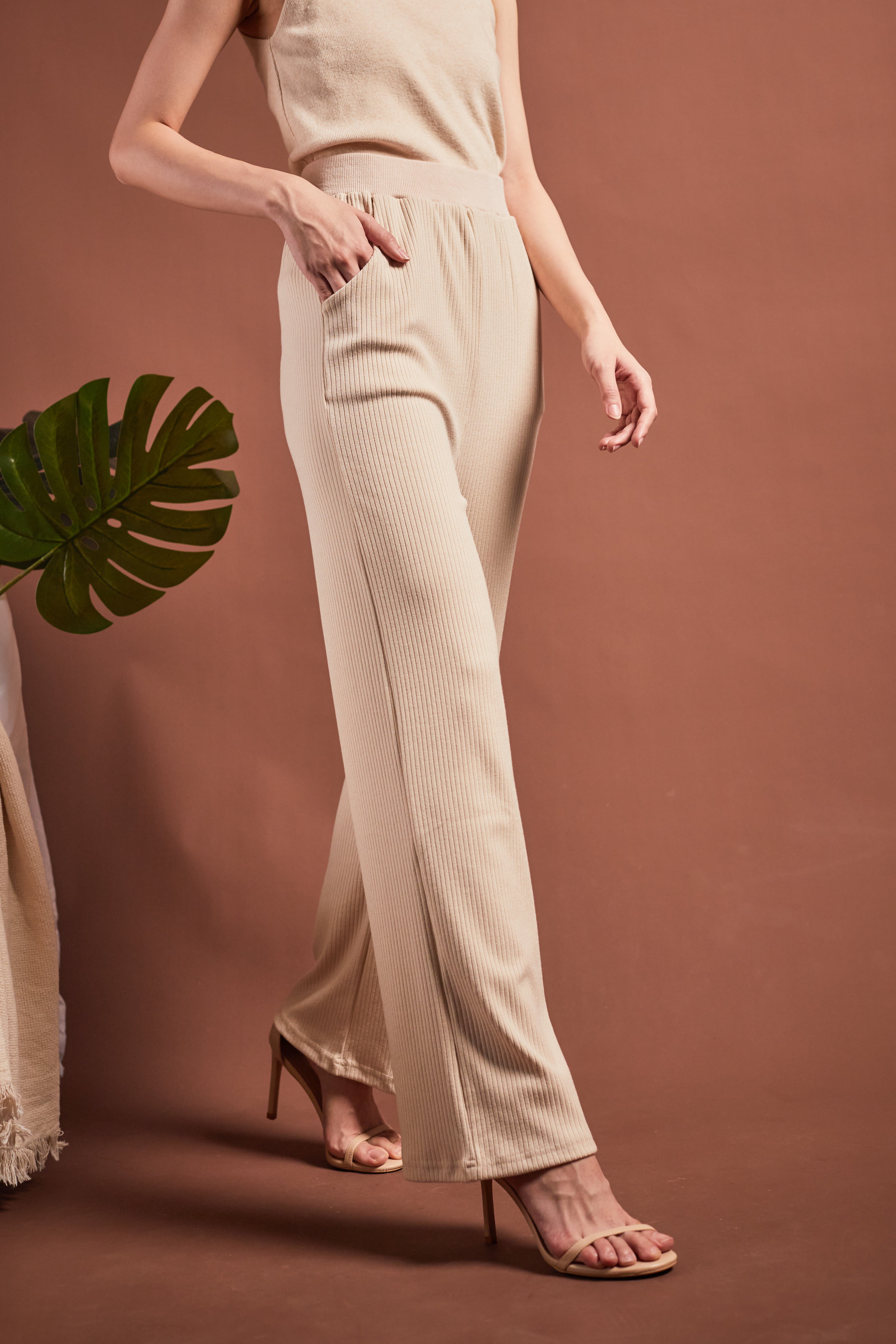 Sarah Knit Culottes-Beige (7313064591511)