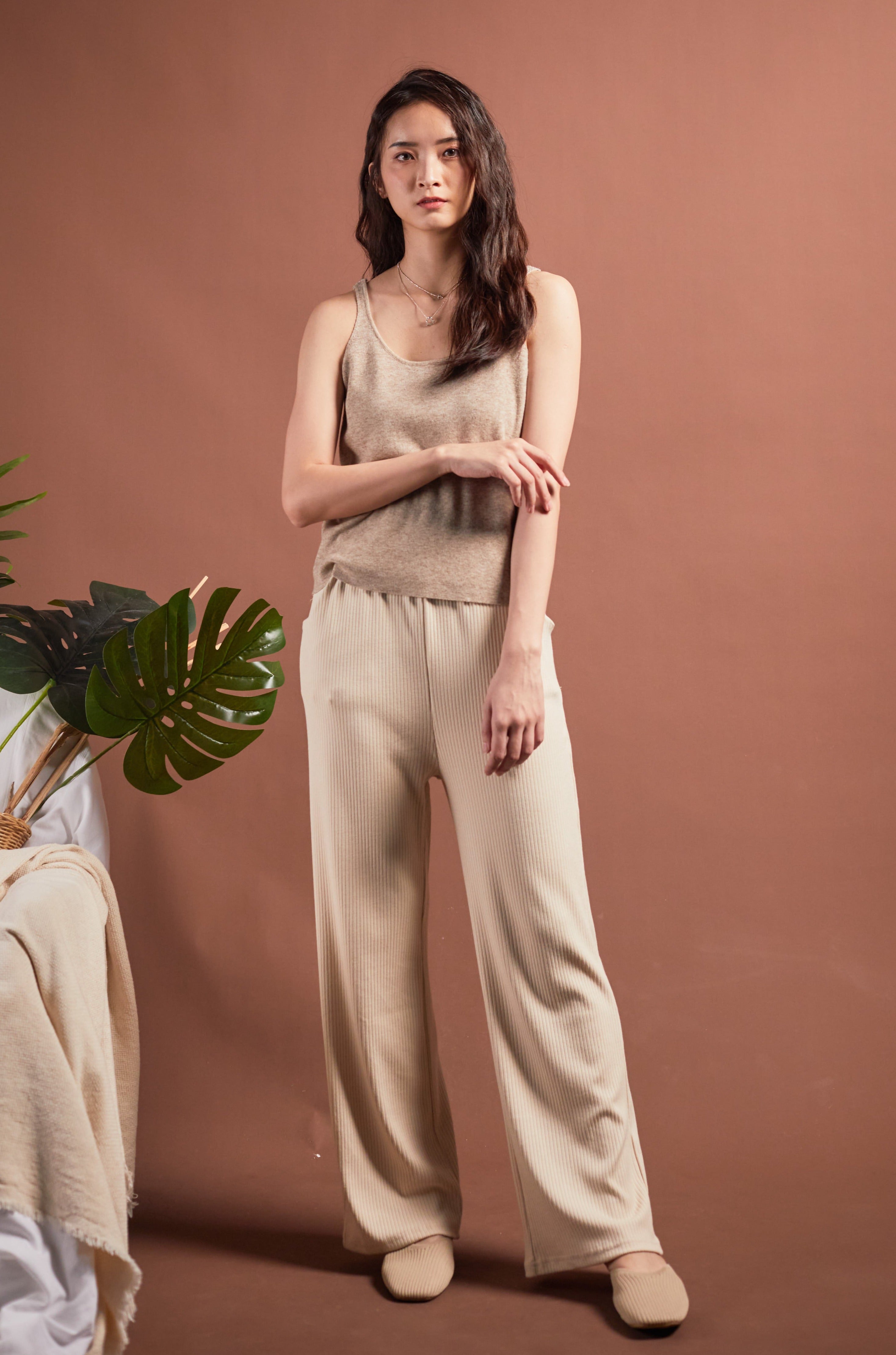 Sarah Knit Culottes-Beige (7313064591511)