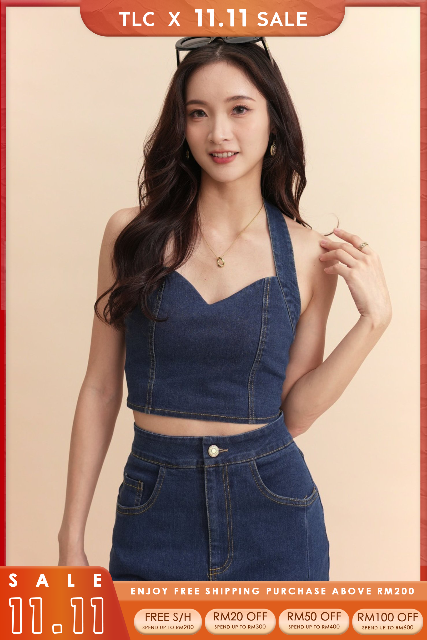 Filix Denim Halter Top