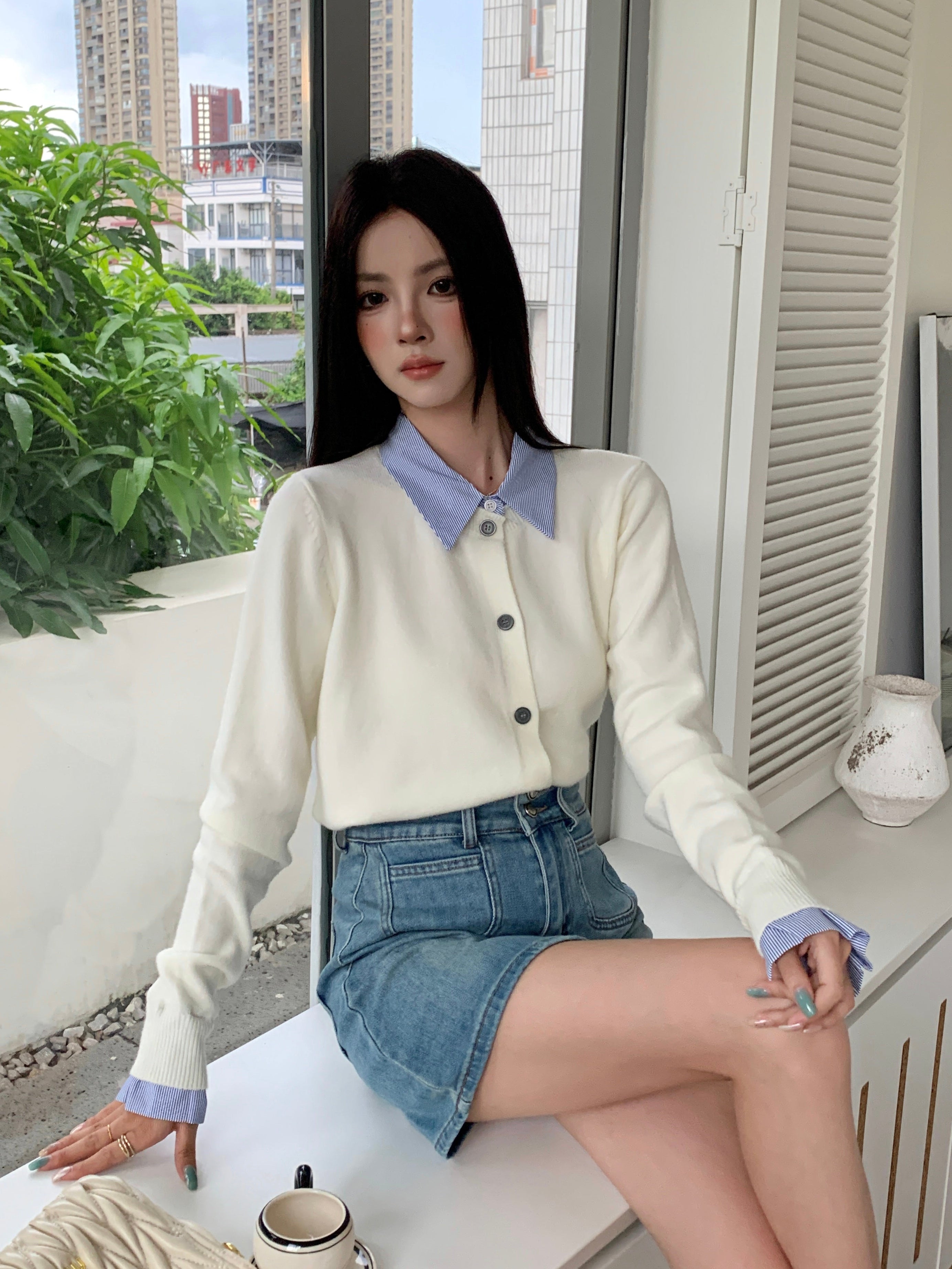 Yuttami Mock Layered Cardigan