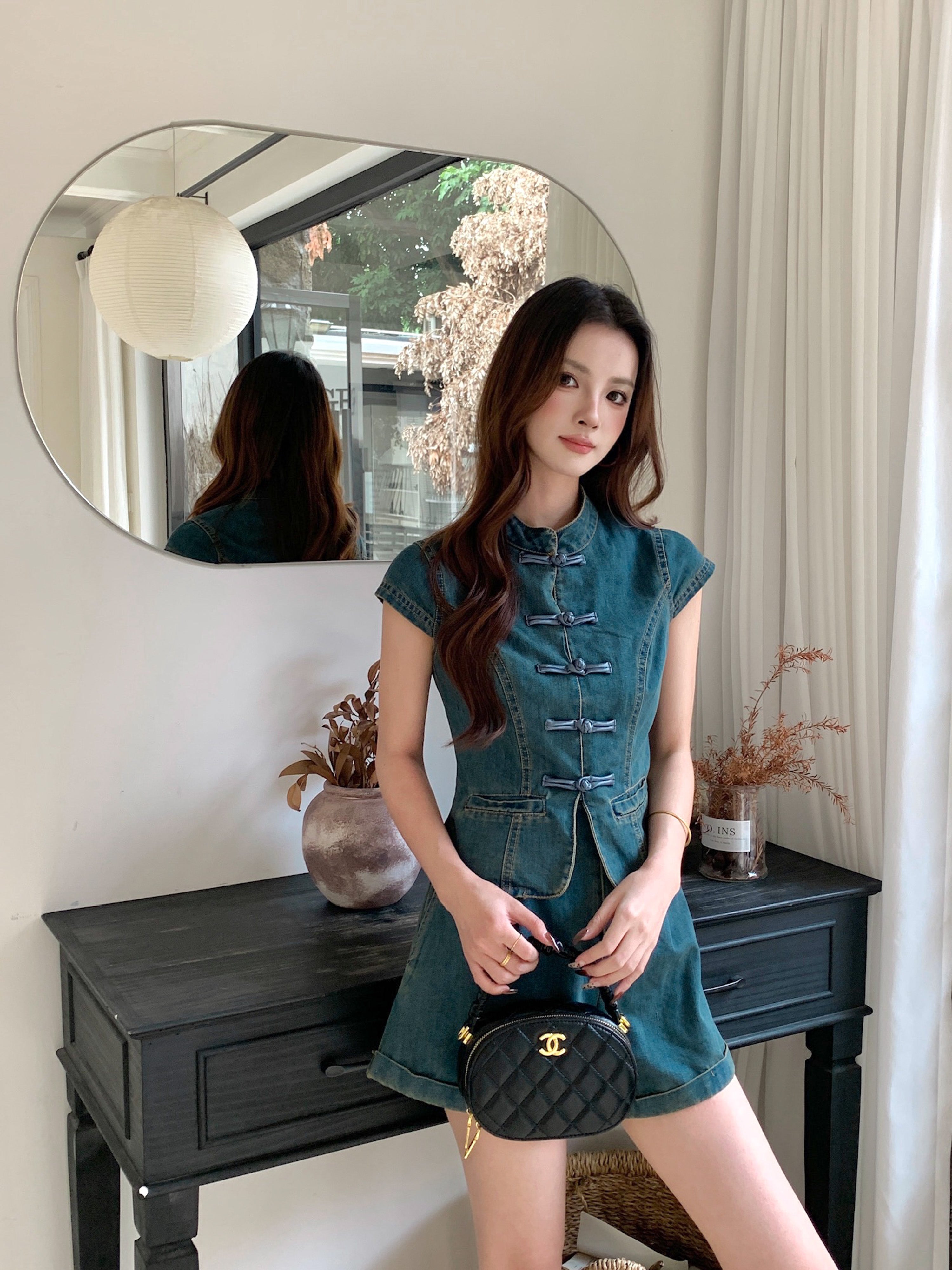 Neytiri Denim Cheongsam Top