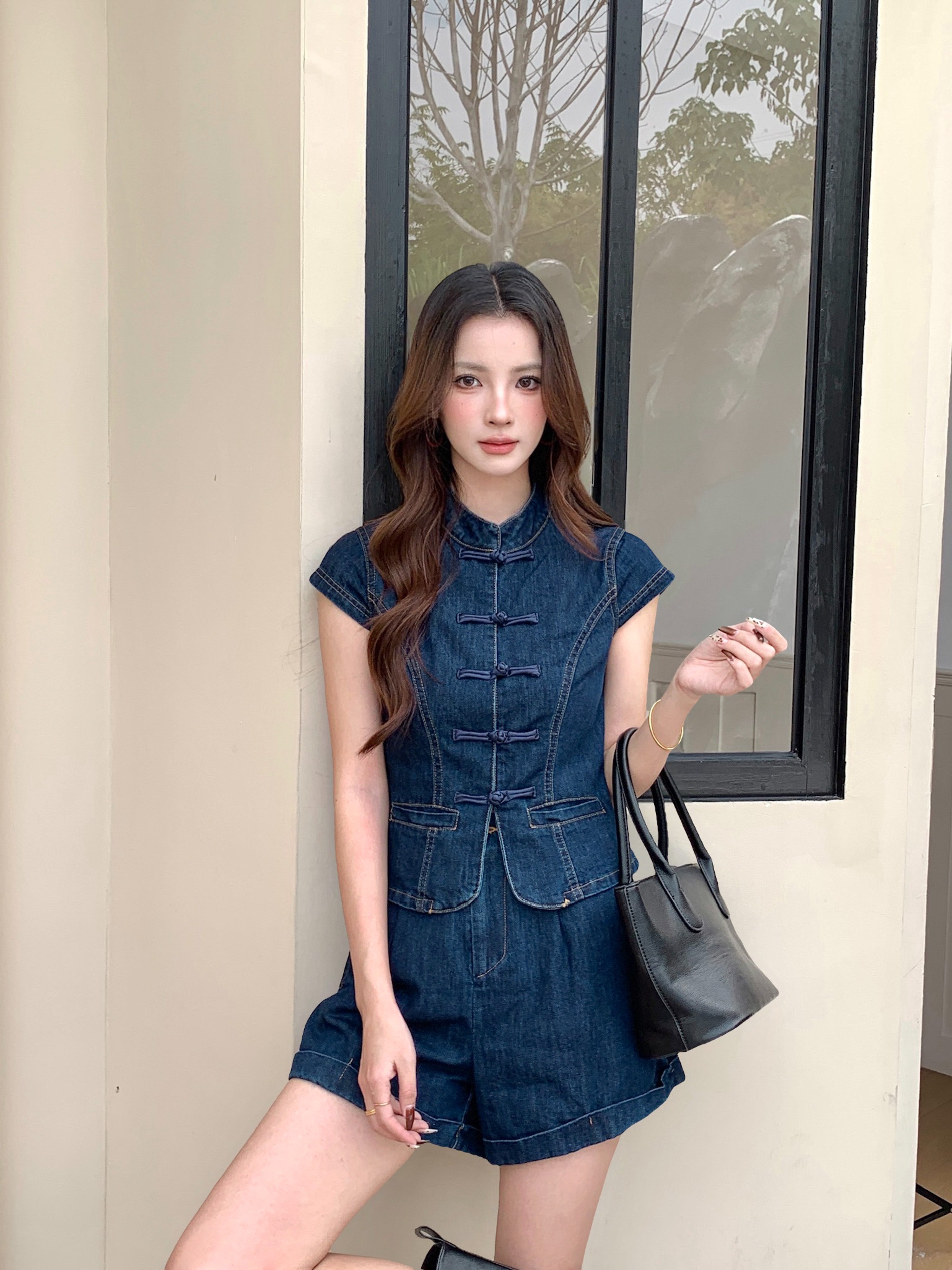 Neytiri Denim Cheongsam Top
