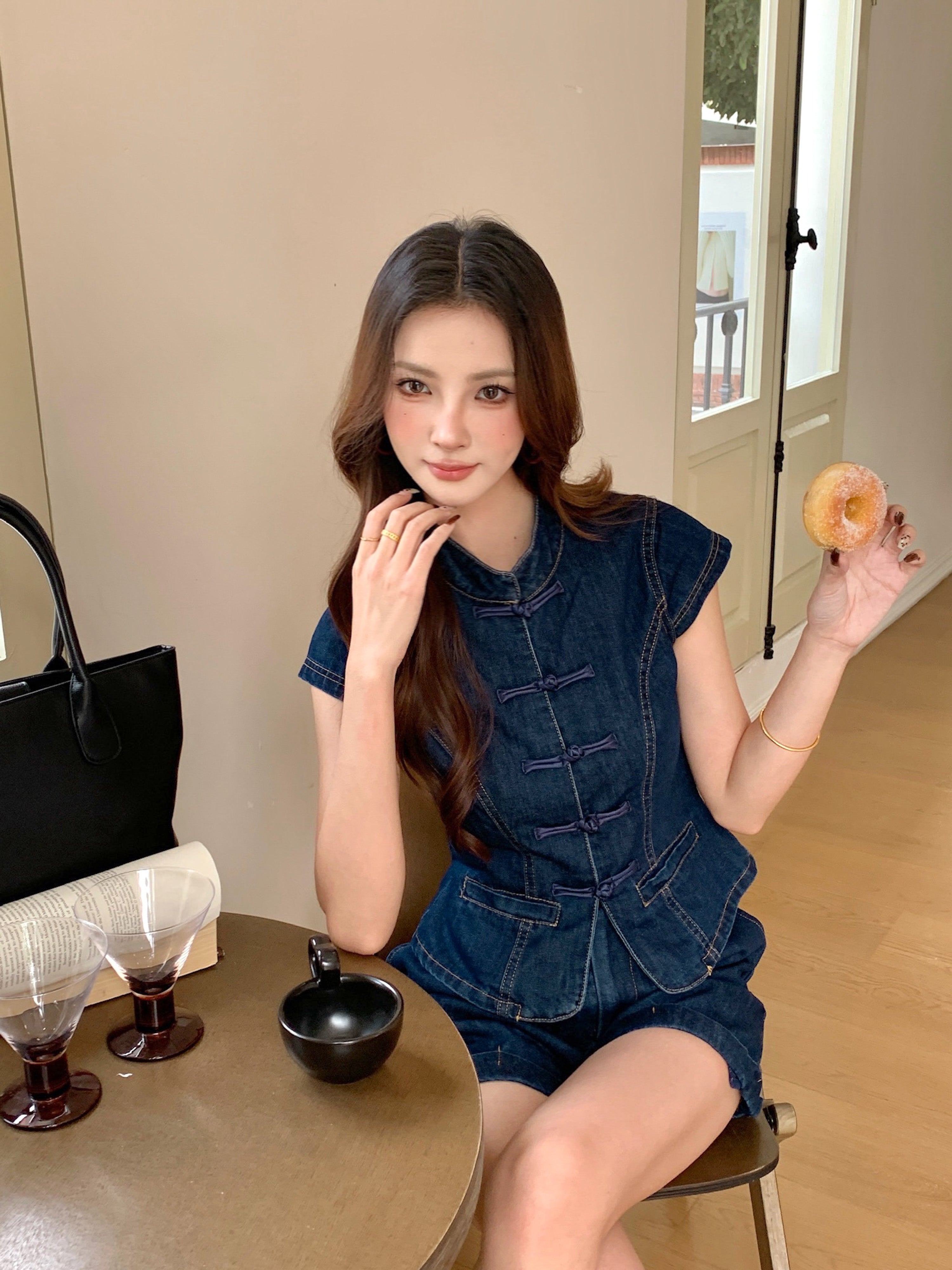 Neytiri Denim Cheongsam Top
