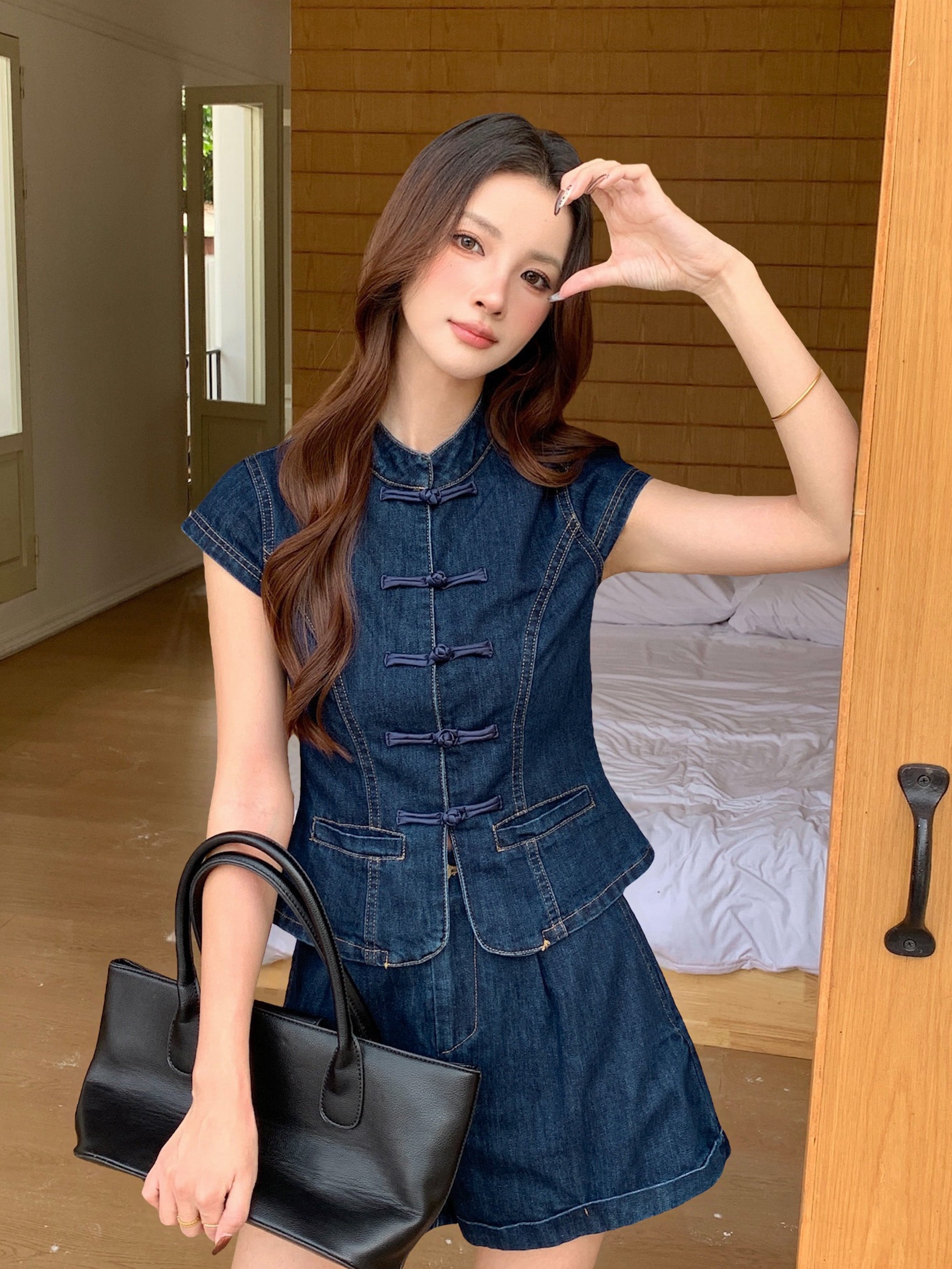 Neytiri Denim Cheongsam Top