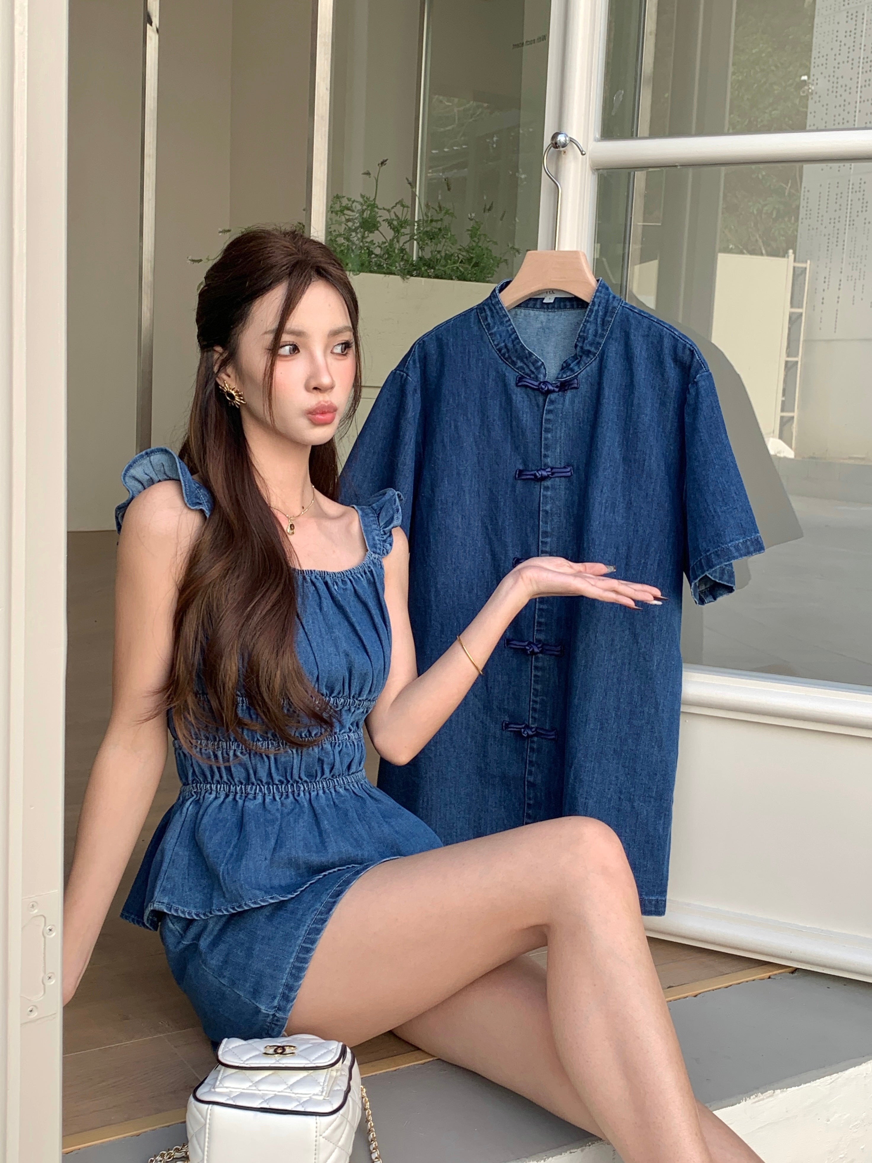 Ronal Denim Cheongsam Shirt