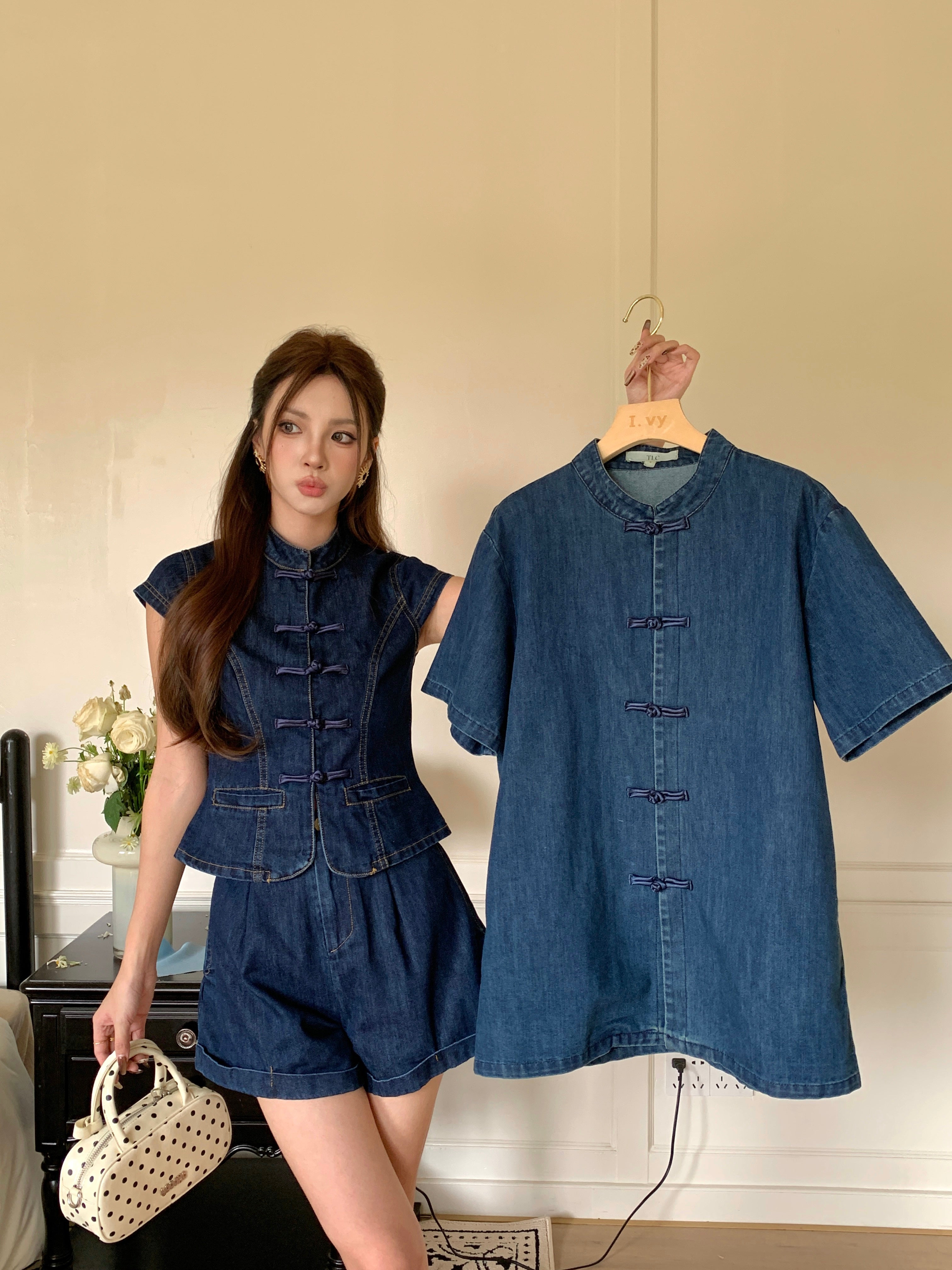 Ronal Denim Cheongsam Shirt
