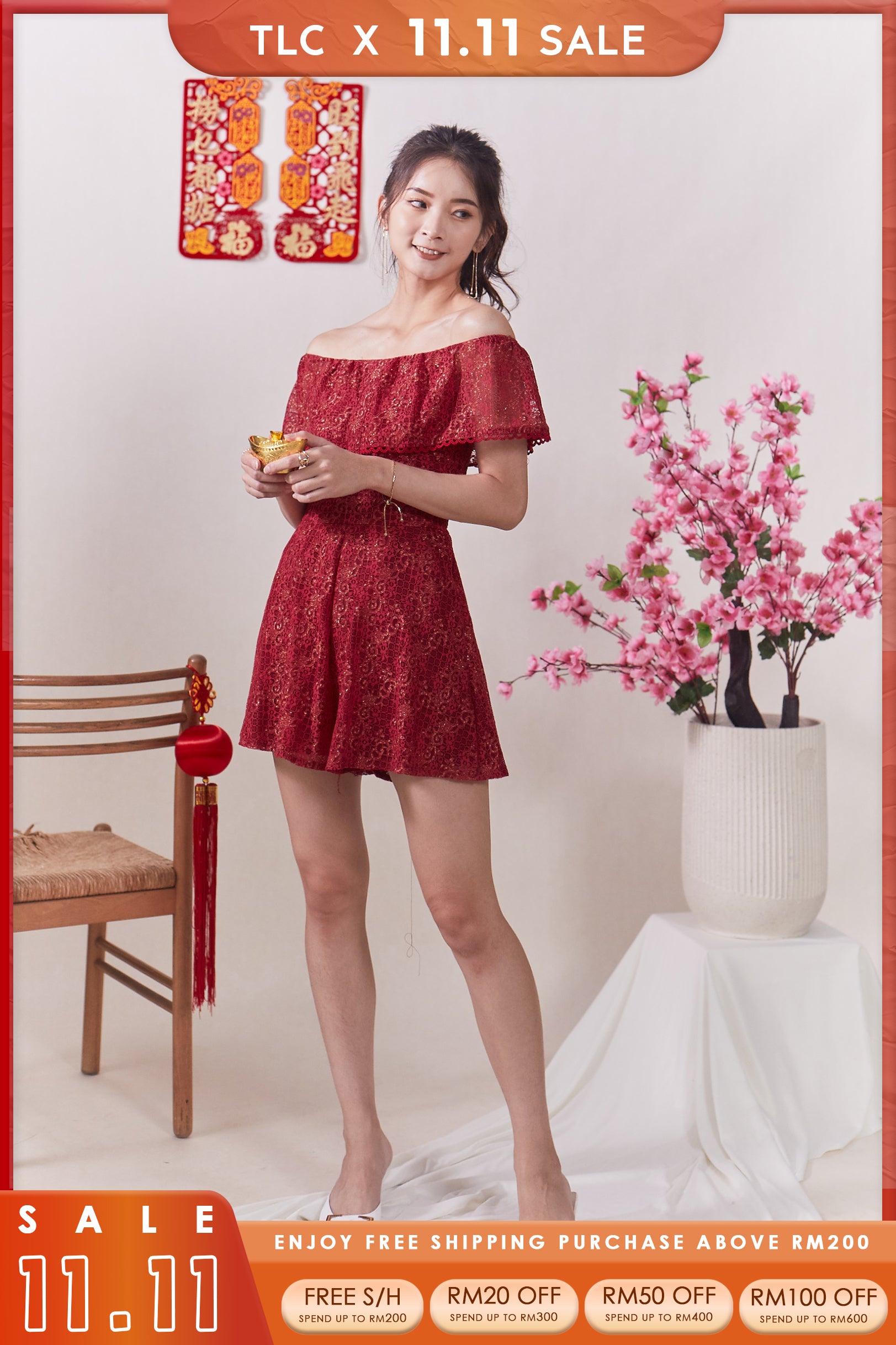 Rosy QiPao Romper