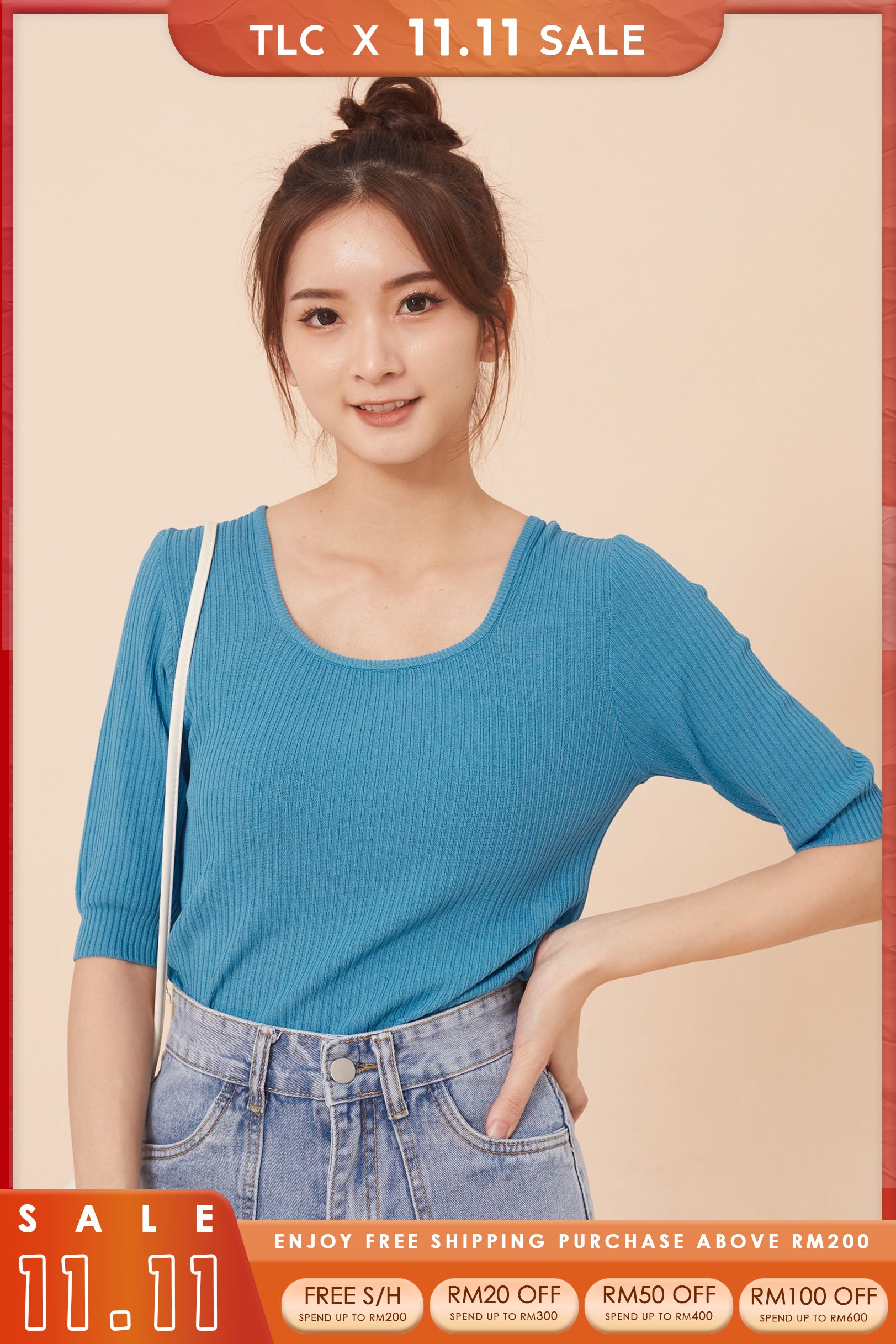 Shein Knitted Top - Steel Blue