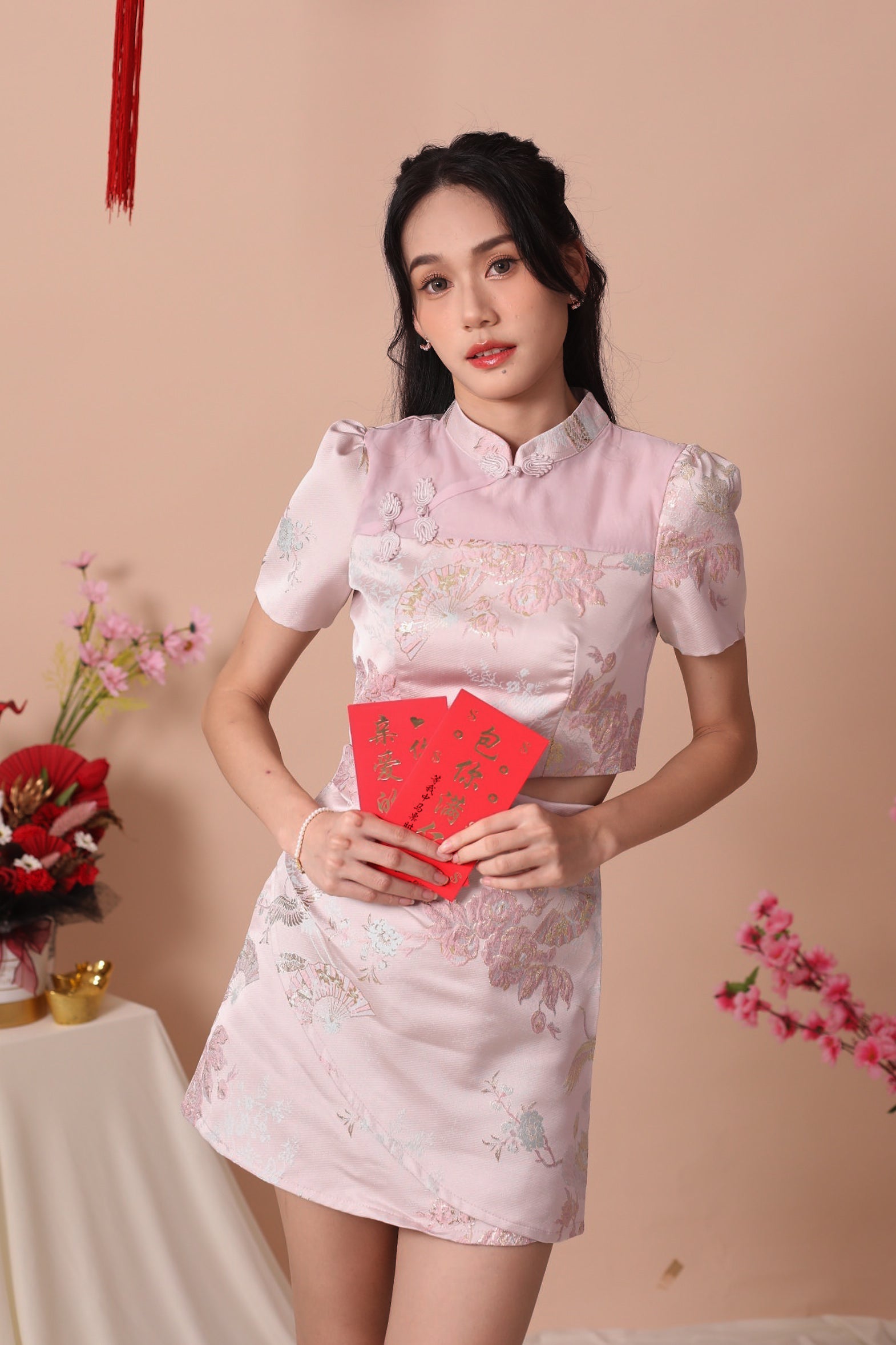 Ninjoy Cheongsam Top - Baby Pink