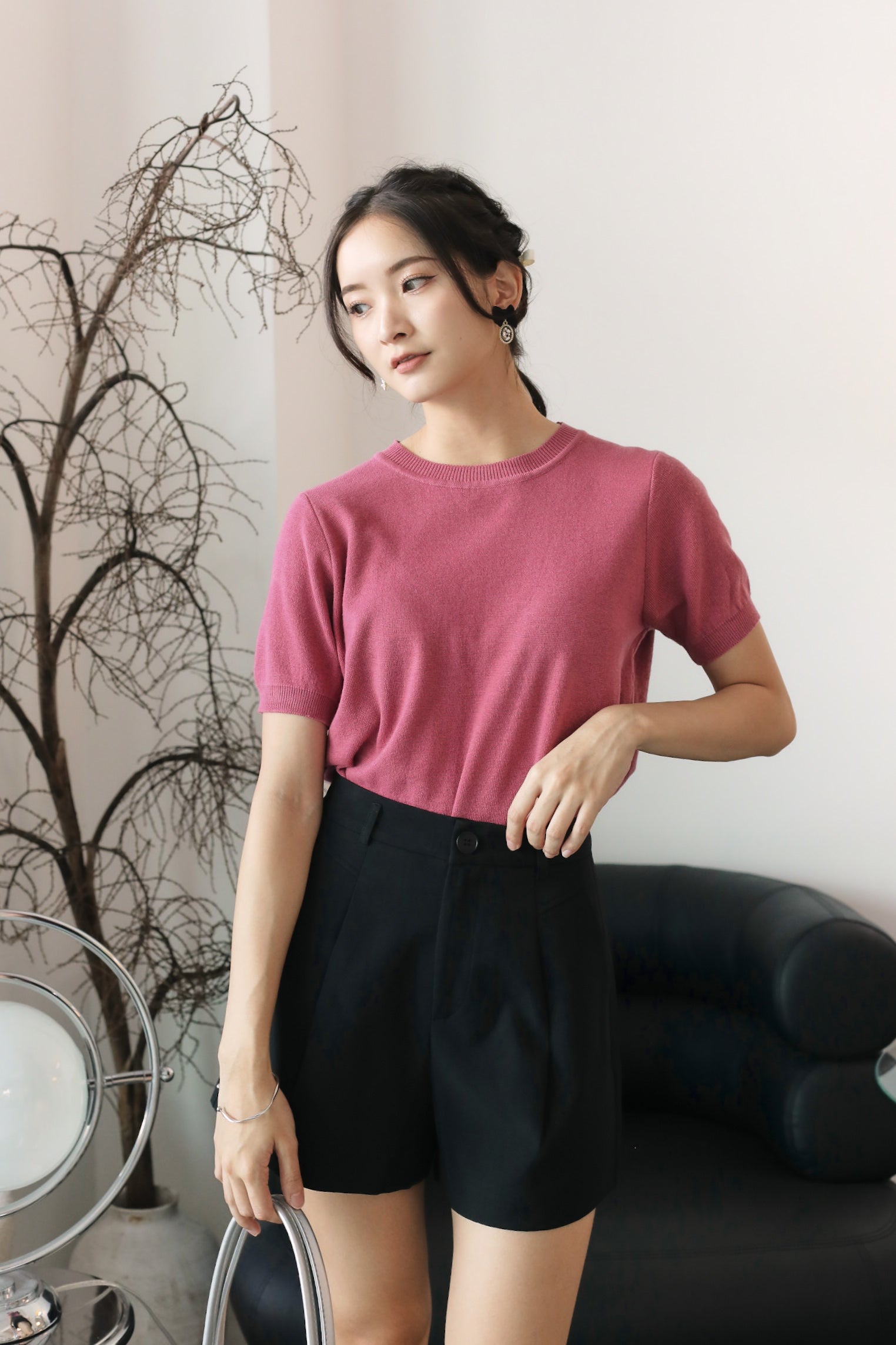 Lewis Knitted Top - Rouge Pink