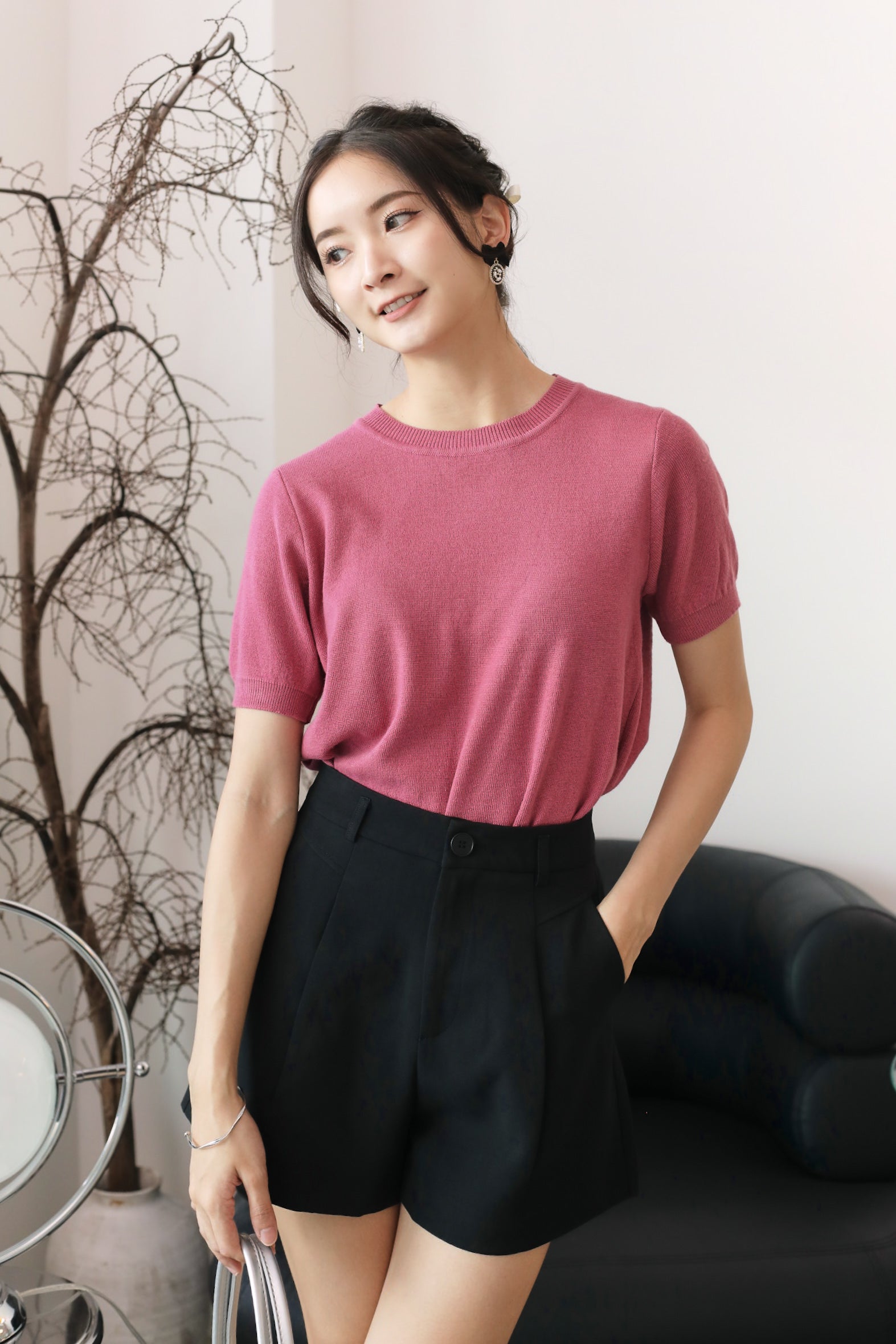 Lewis Knitted Top - Rouge Pink