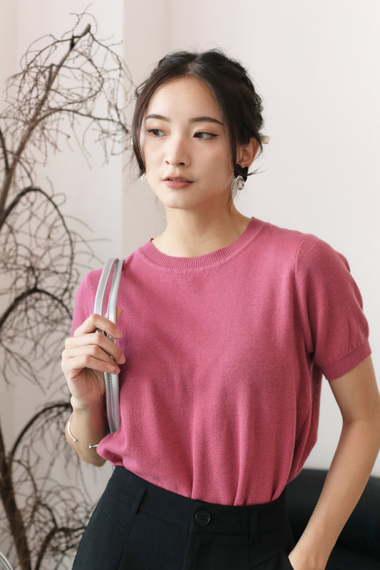Lewis Knitted Top - Rouge Pink