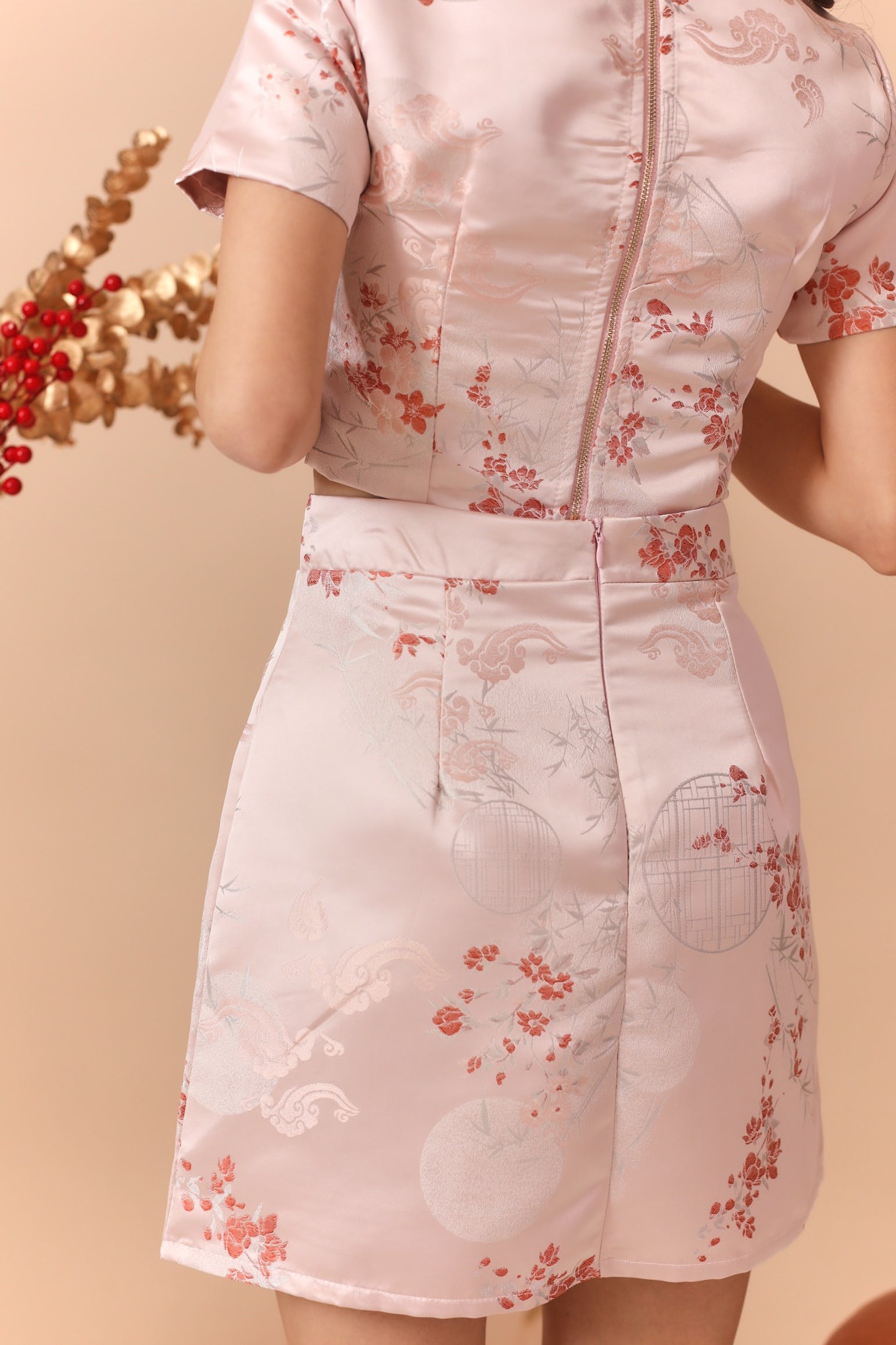 Bliss Cheongsam Skirt - Baby Pink