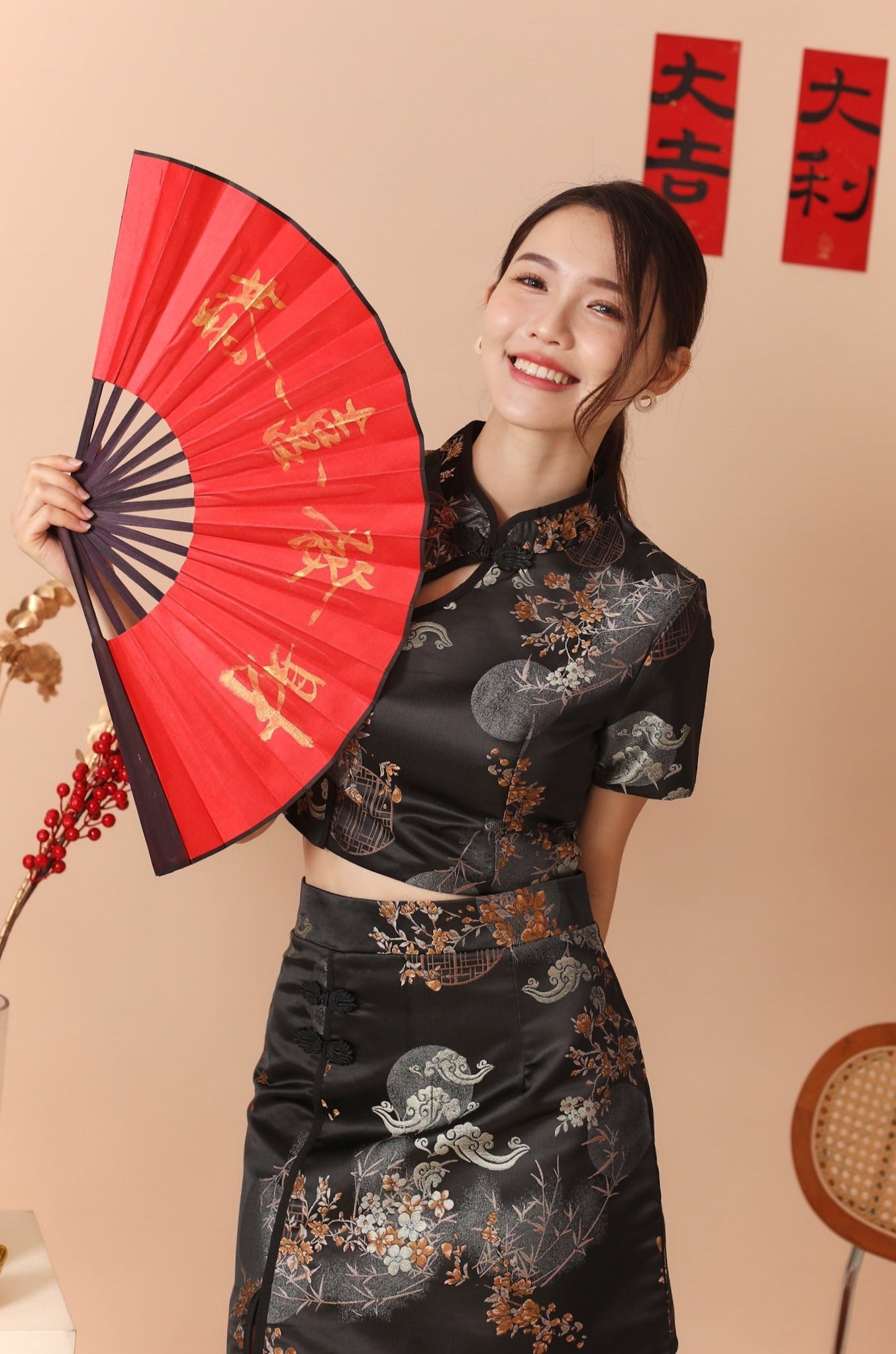 Bliss Cheongsam Top - Black（small cutting）