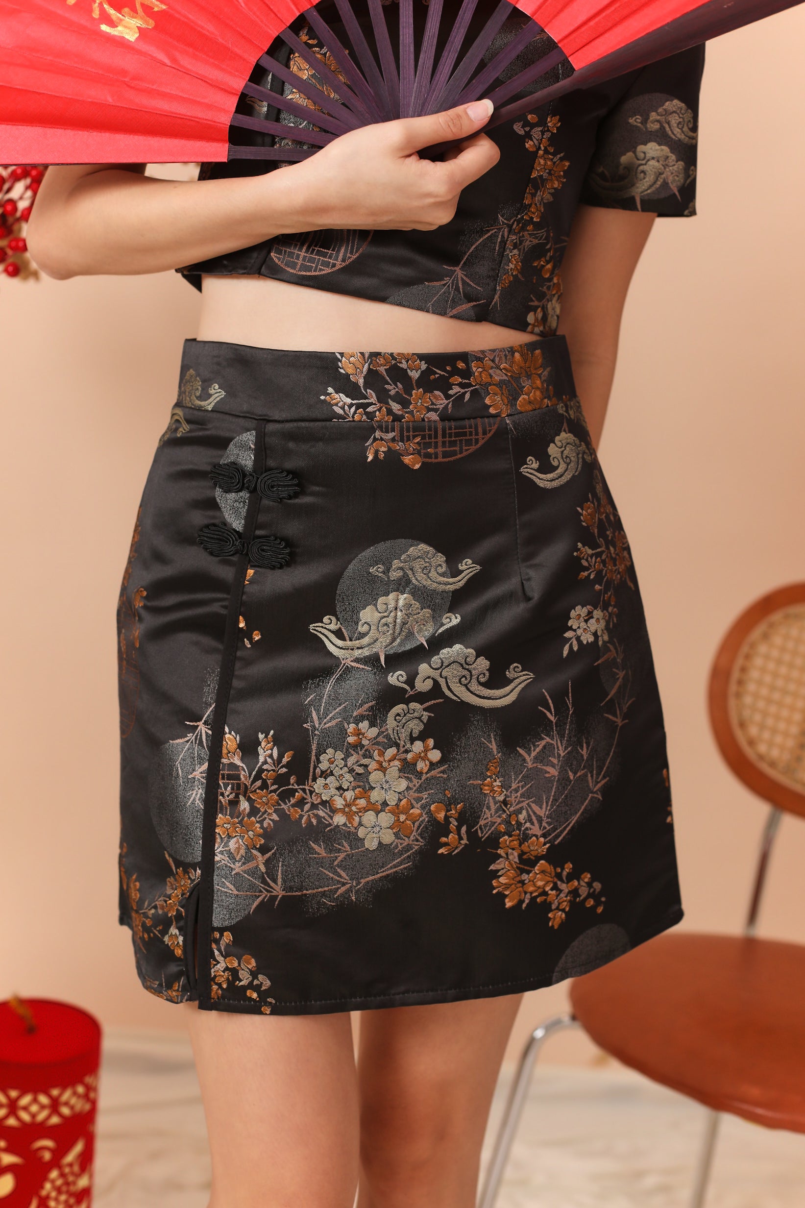 Bliss Cheongsam Skirt - Black