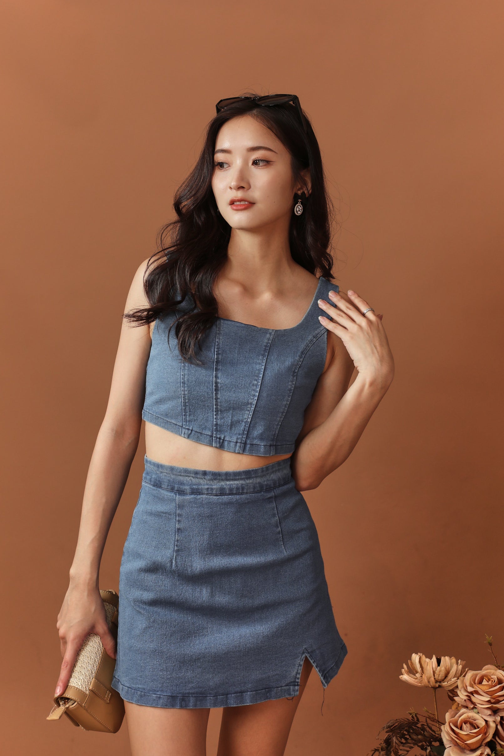 Mica Denim Set Top - Denim Blue