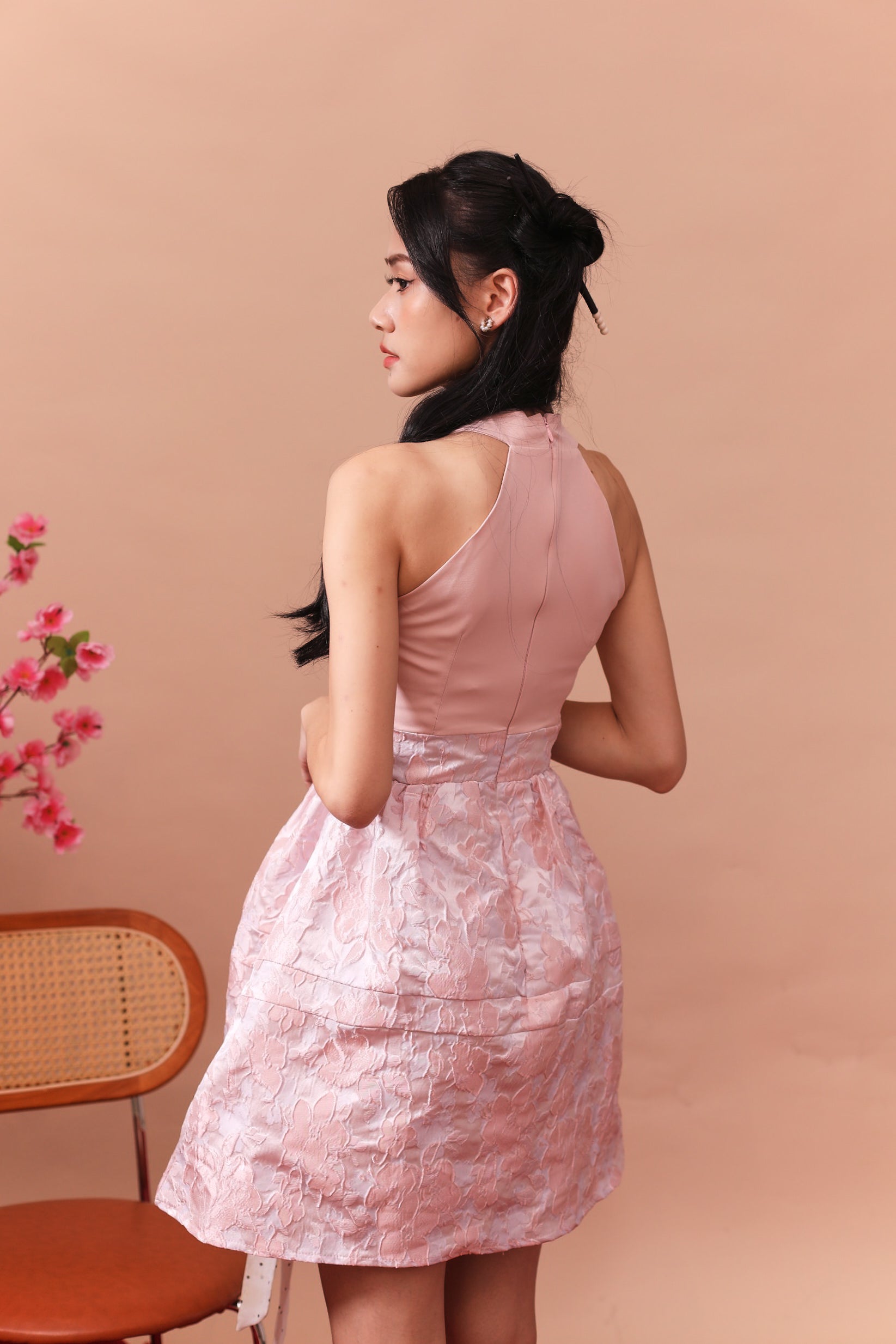 May Cheongsam Dress - Blush Pink