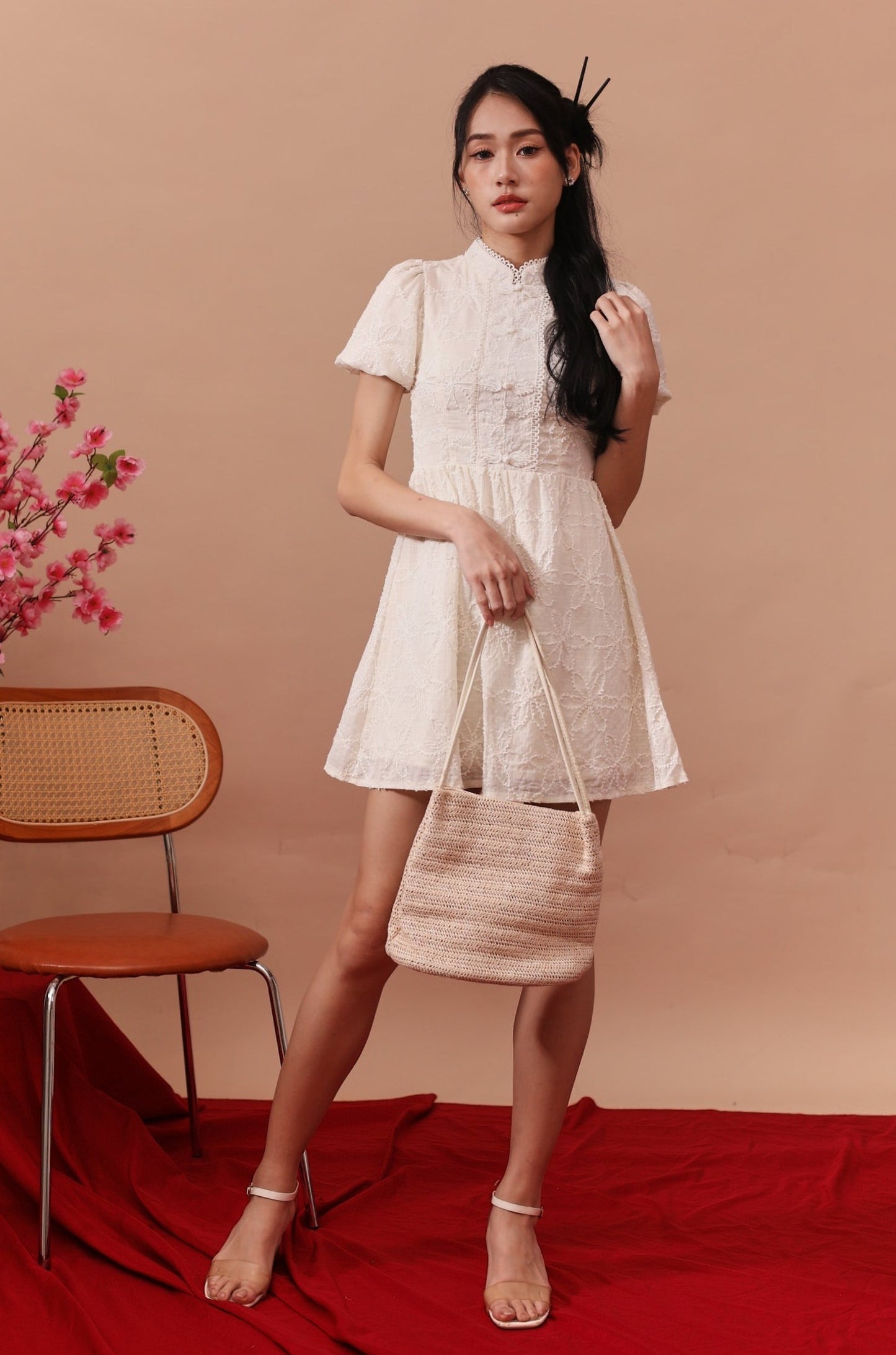 Lexi Cheongsam Dress - Oatwheat