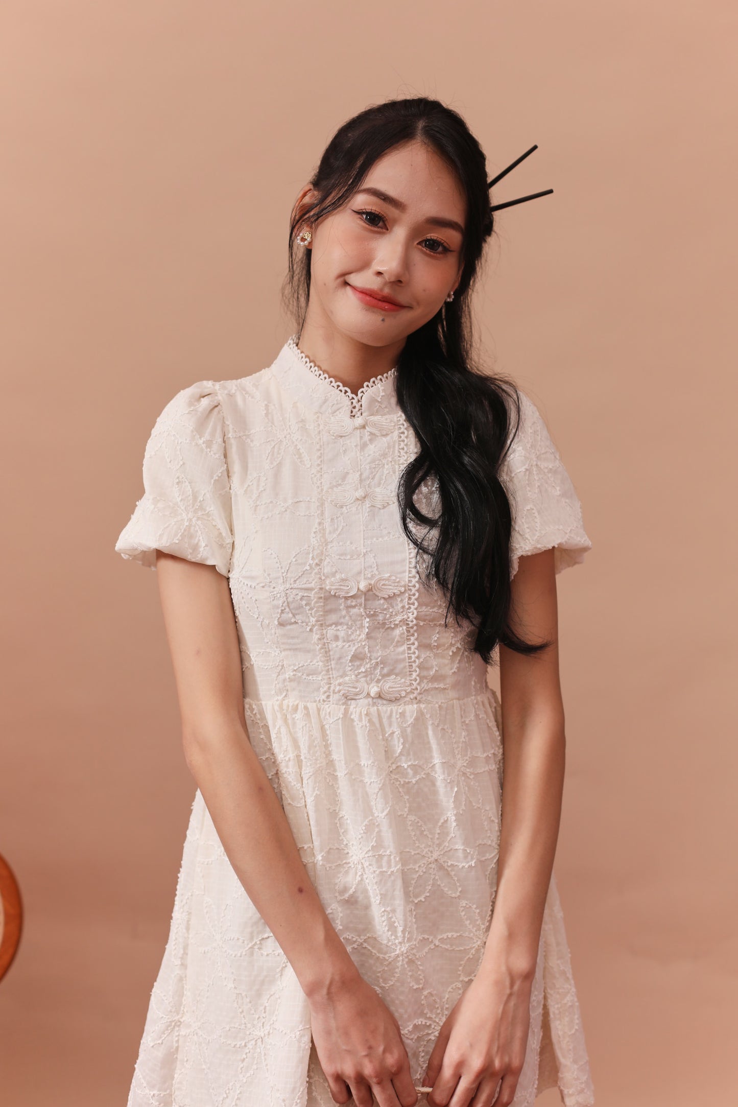 Lexi Cheongsam Dress - Oatwheat