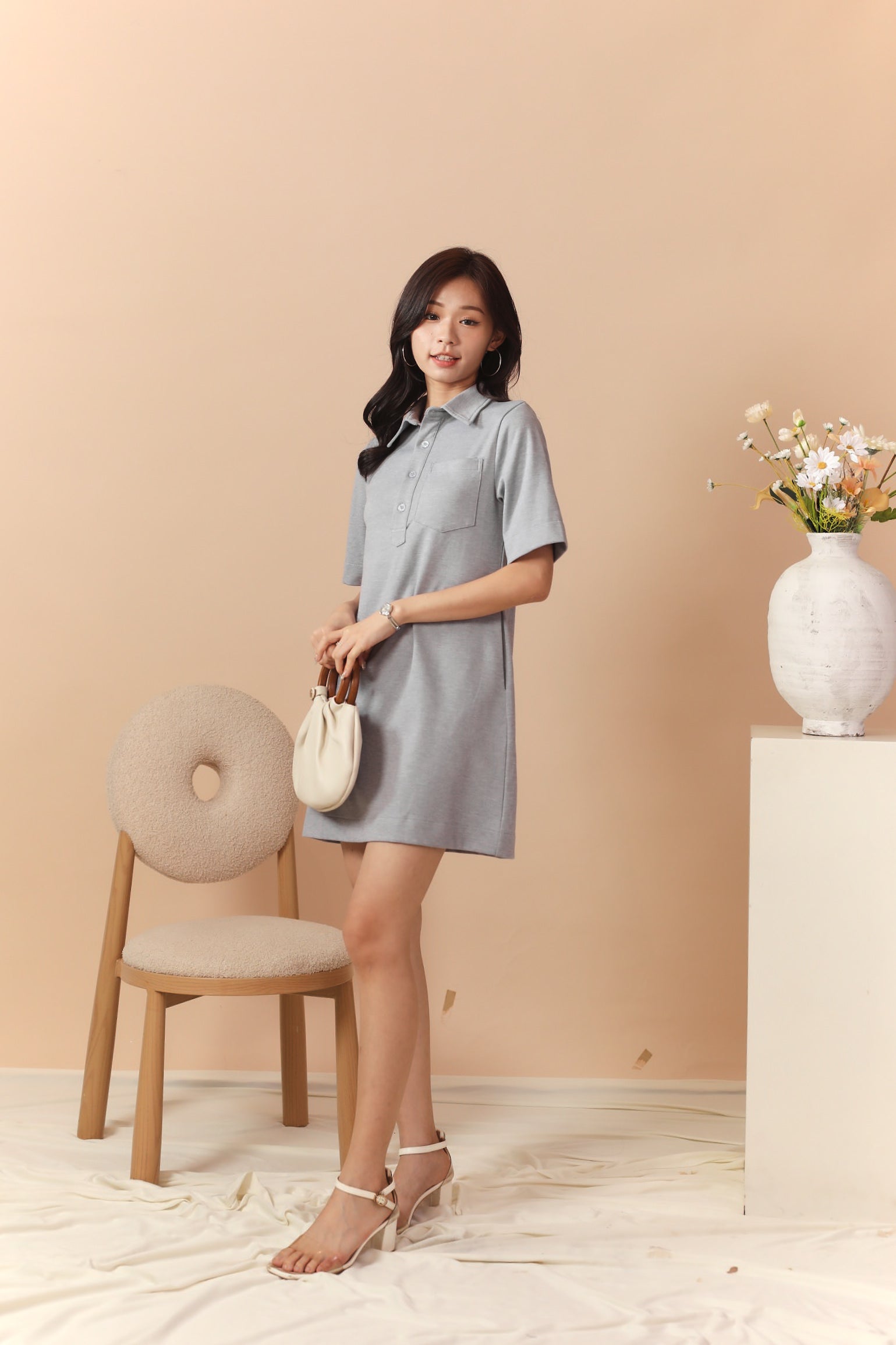 Melody Polo Dress - Grey