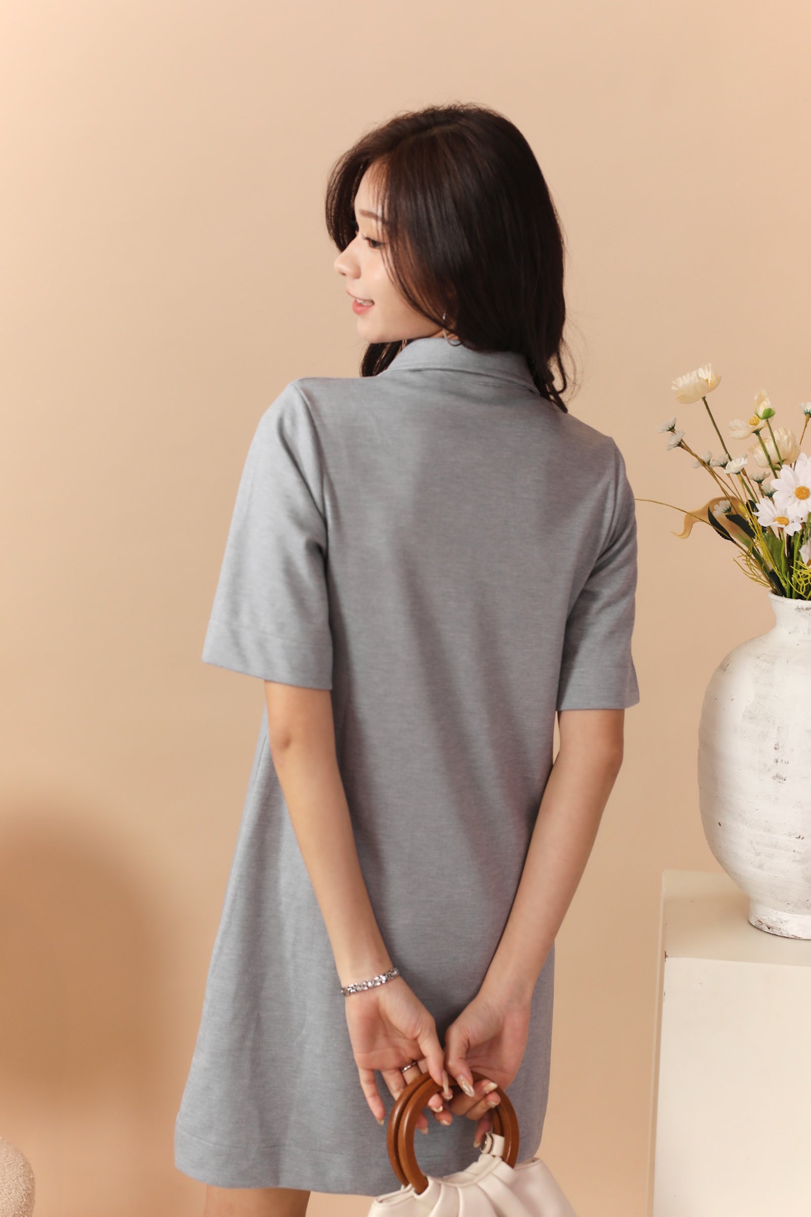 Melody Polo Dress - Grey