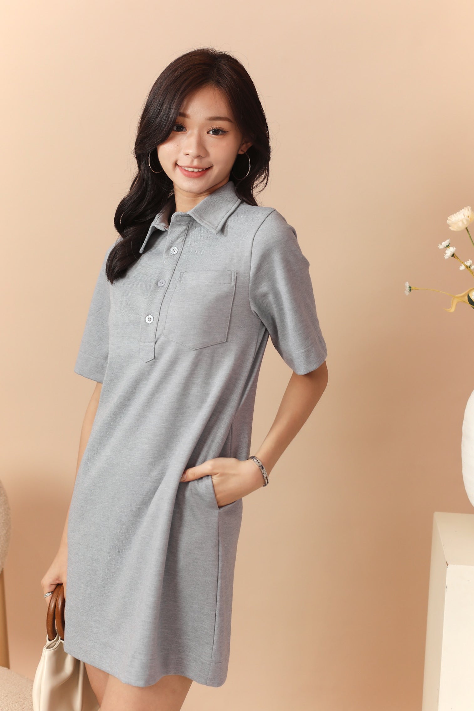 Melody Polo Dress - Grey