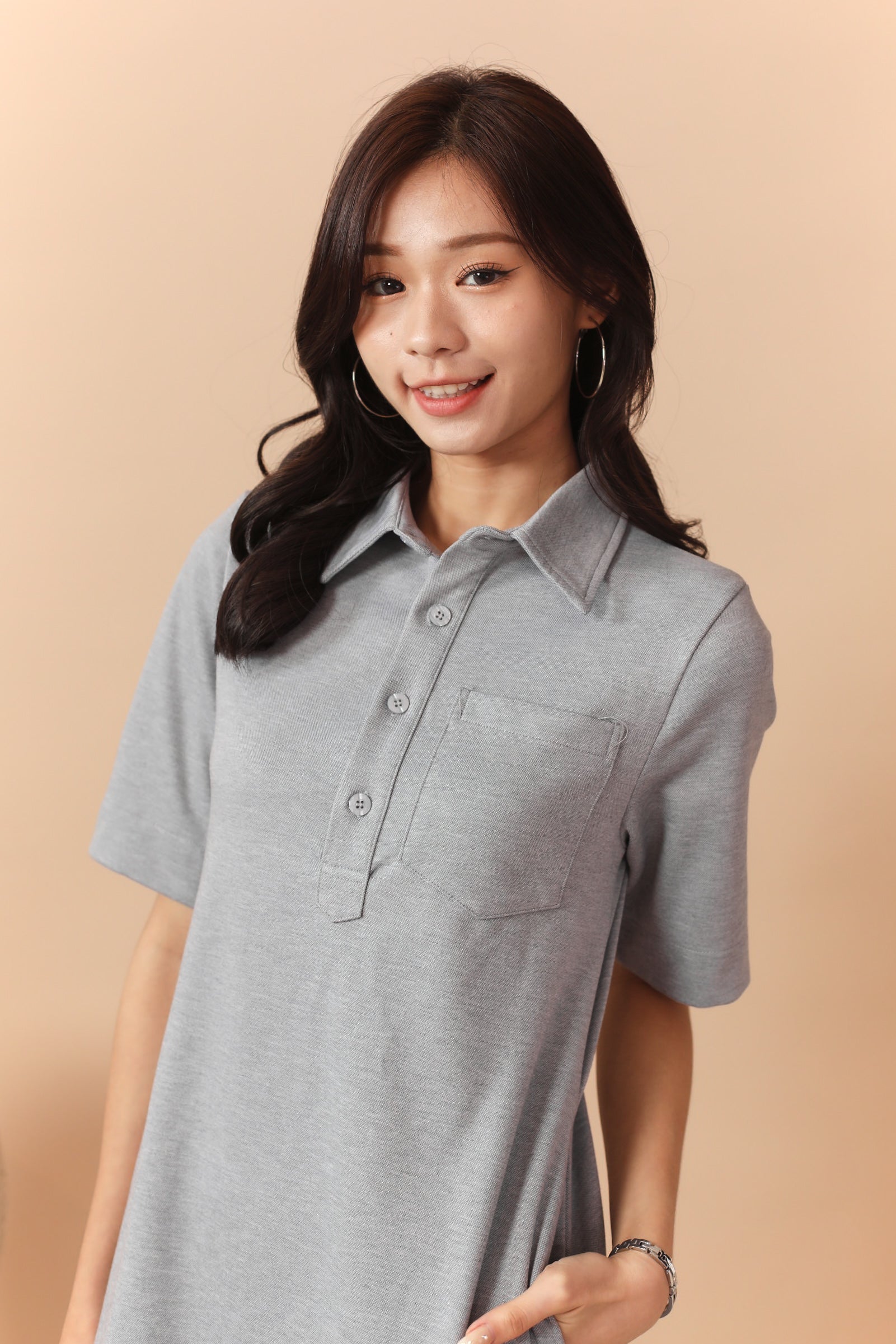 Melody Polo Dress - Grey