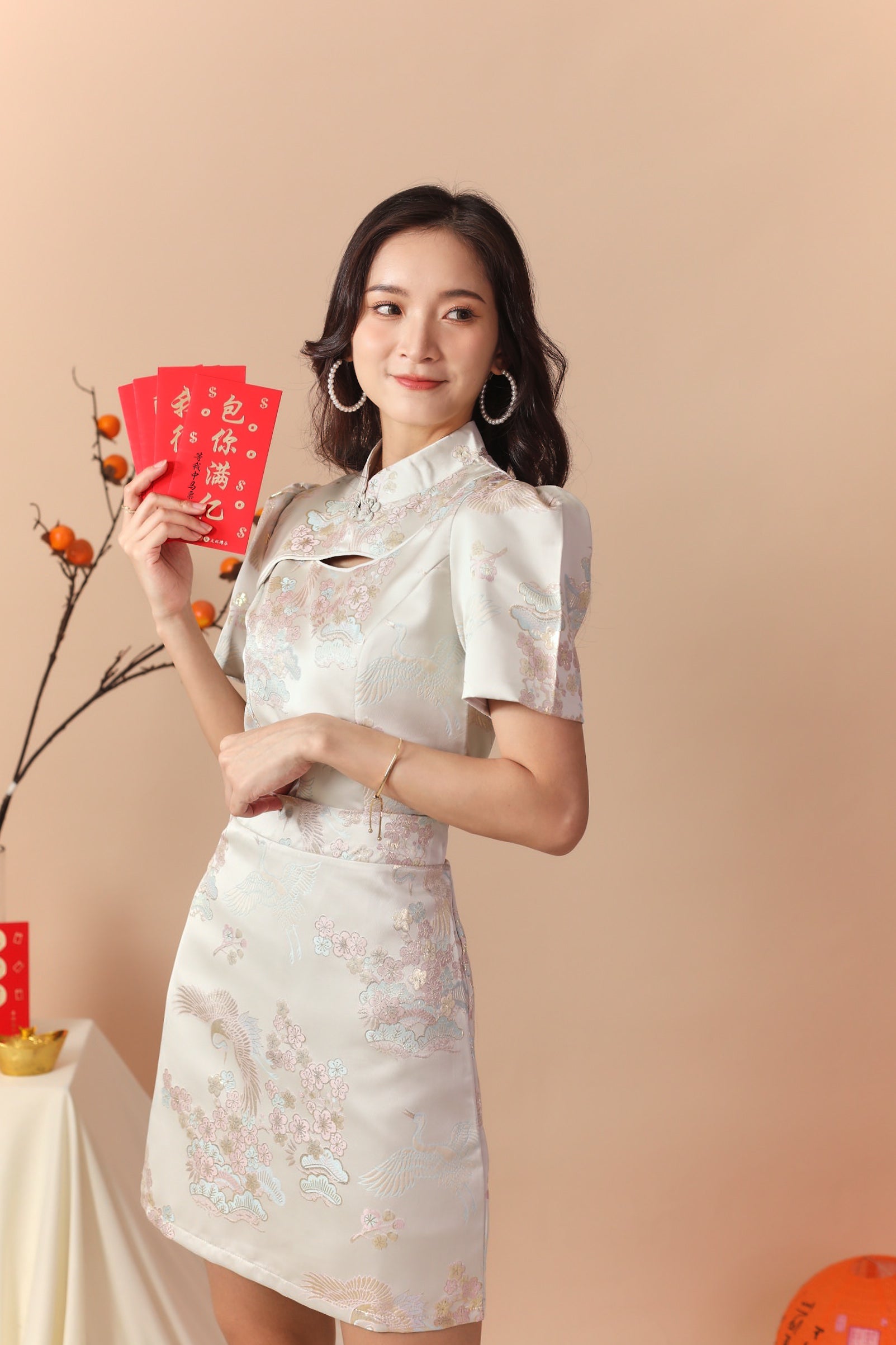 Xiu Yan Cheongsam Top - Cheongsam Beige