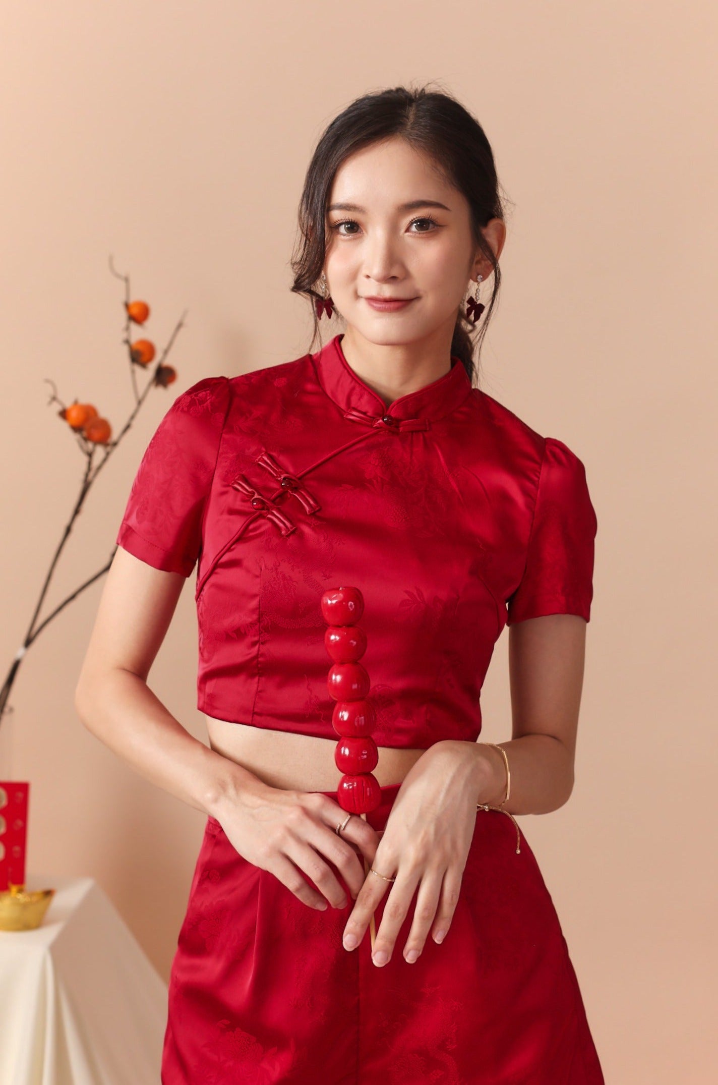 Hua Yi Cheongsam Top - Lunar Red