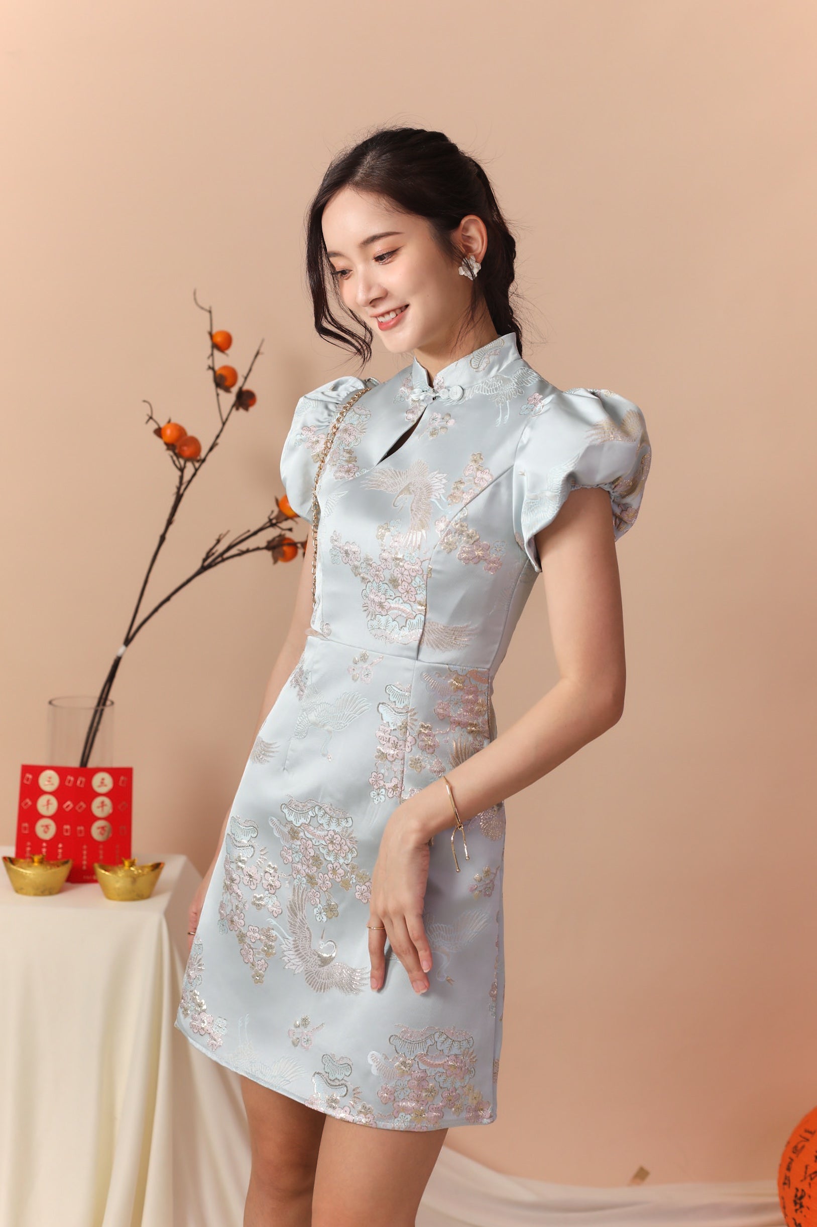 Zai Yun Cheongsam Dress - Baby Blue