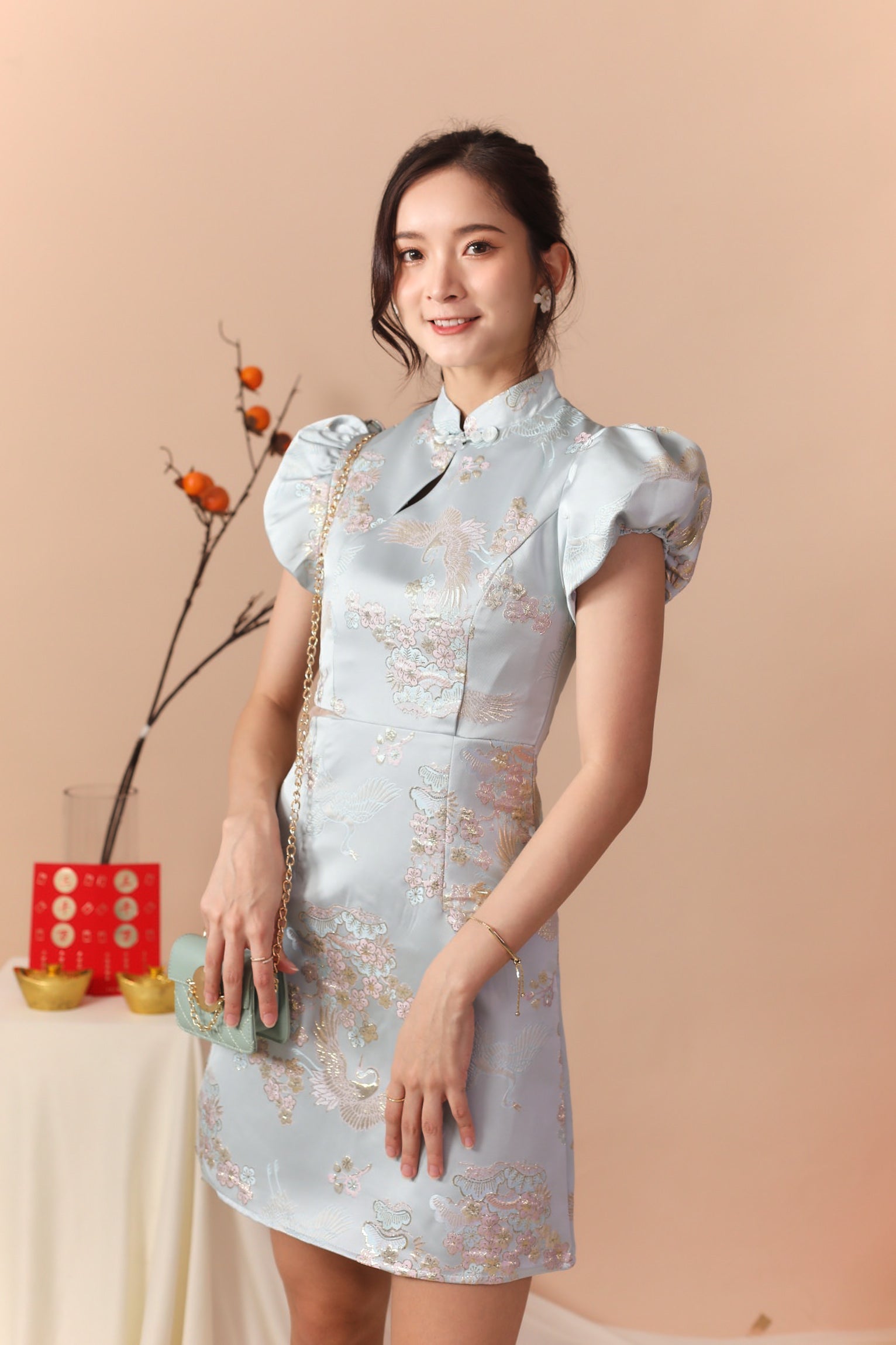 Zai Yun Cheongsam Dress - Baby Blue