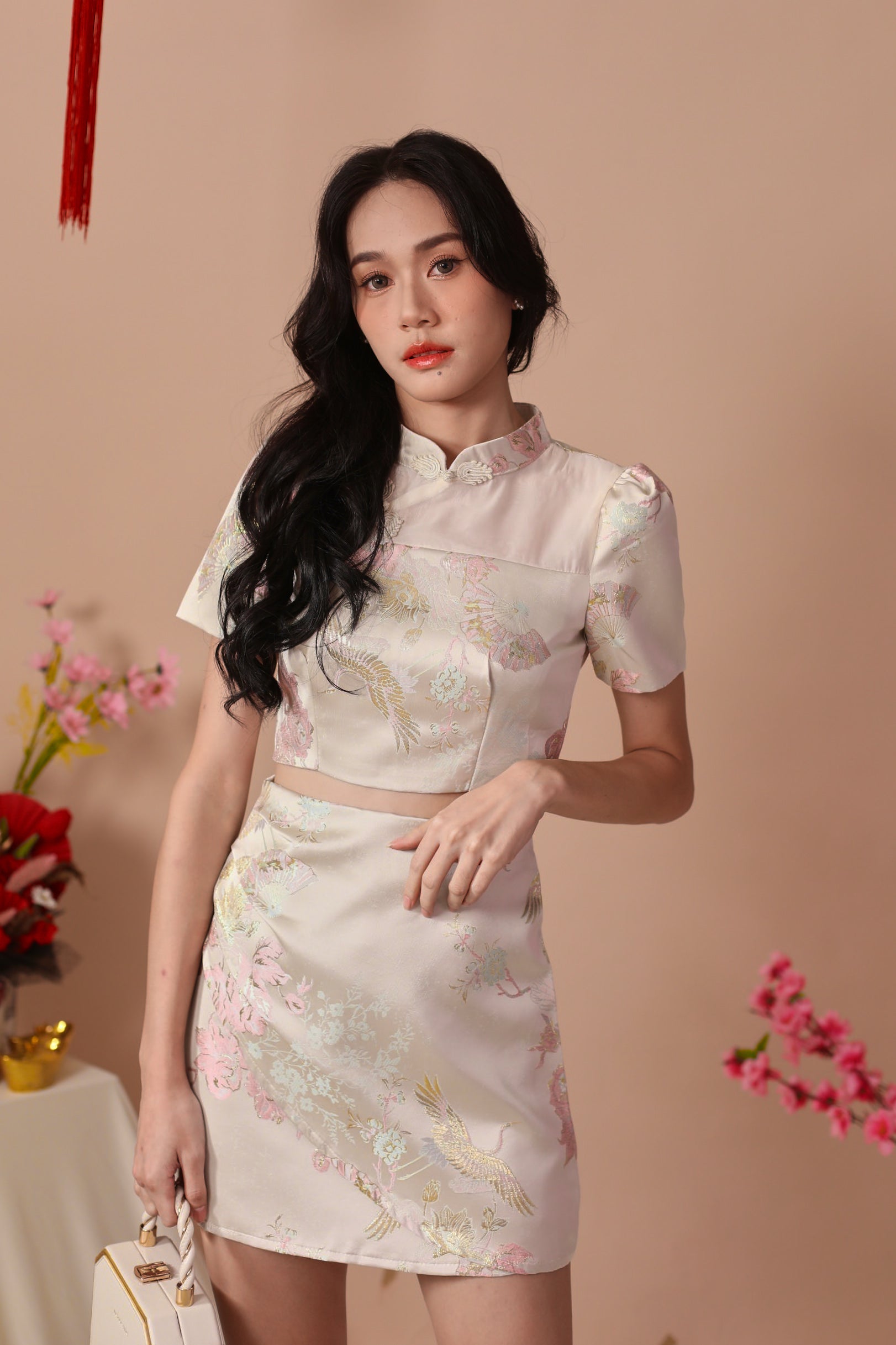 Ninjoy Cheongsam Top - Champagne Beige