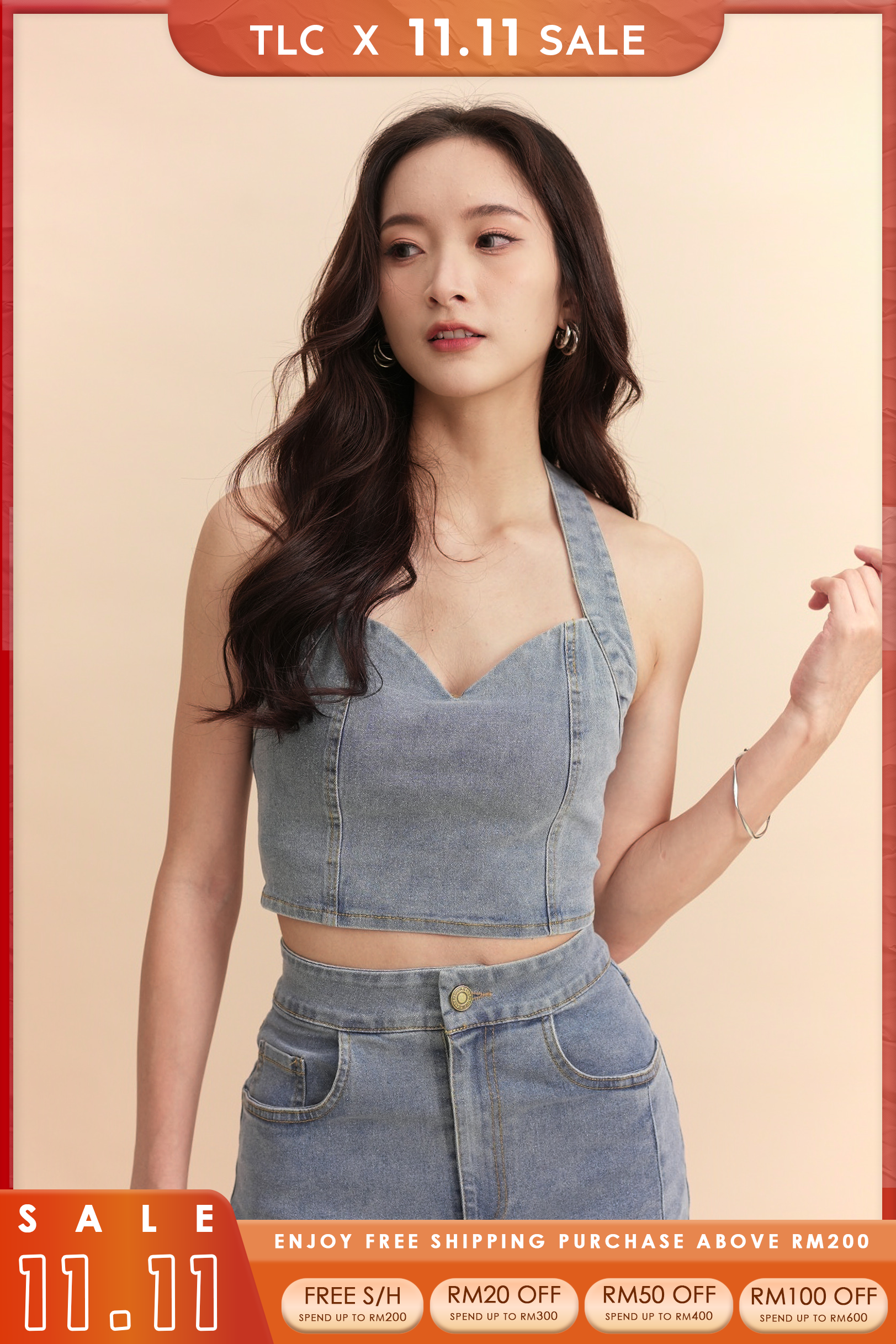 Filix Denim Halter Top