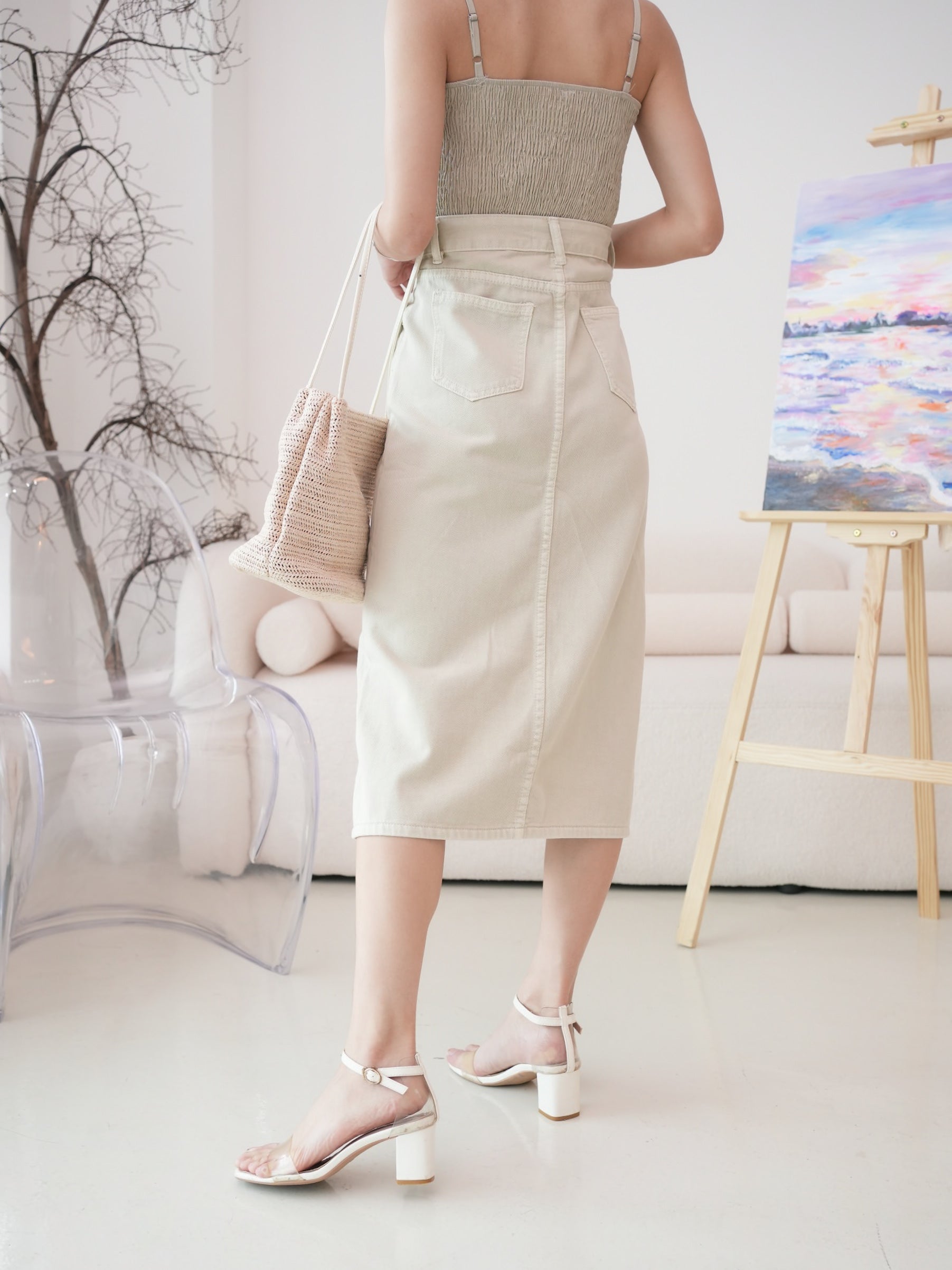Maggie Denim Skirt - Oatwheat – TLC Label