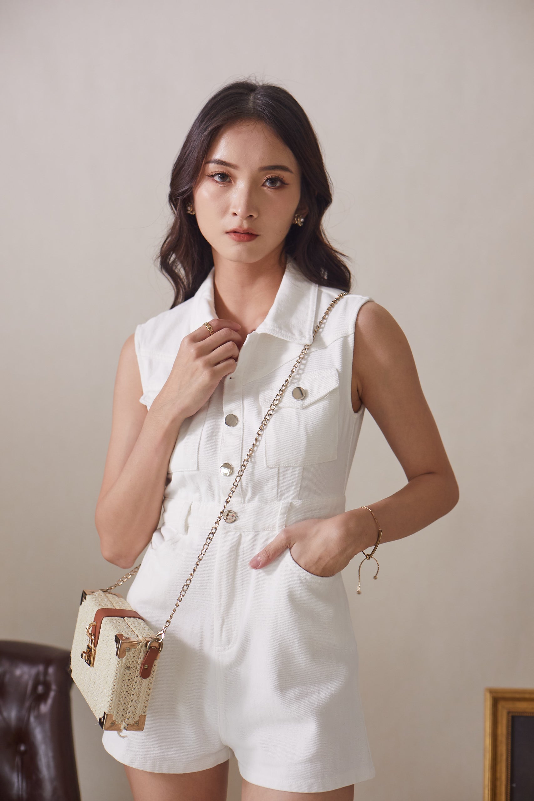 Kay Denim Romper (Defect)