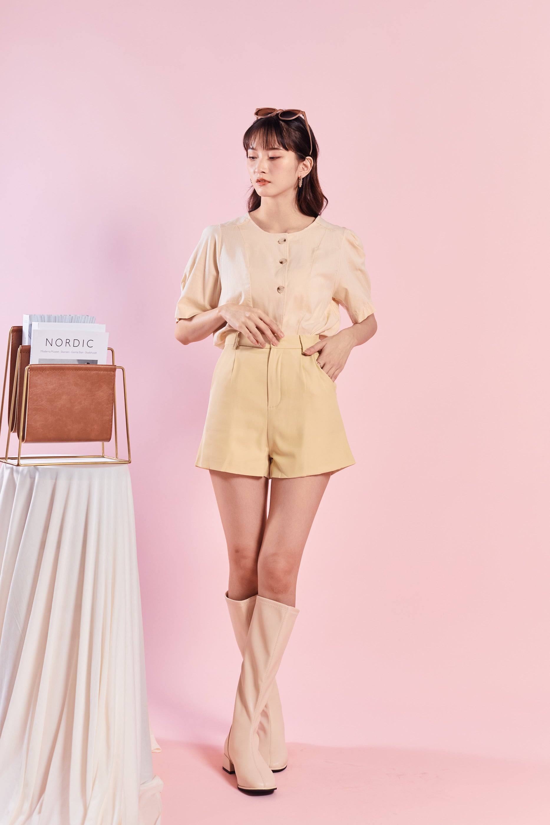 Narae Smart Casual Suits Shorts-Light Yellow (7296561676439)